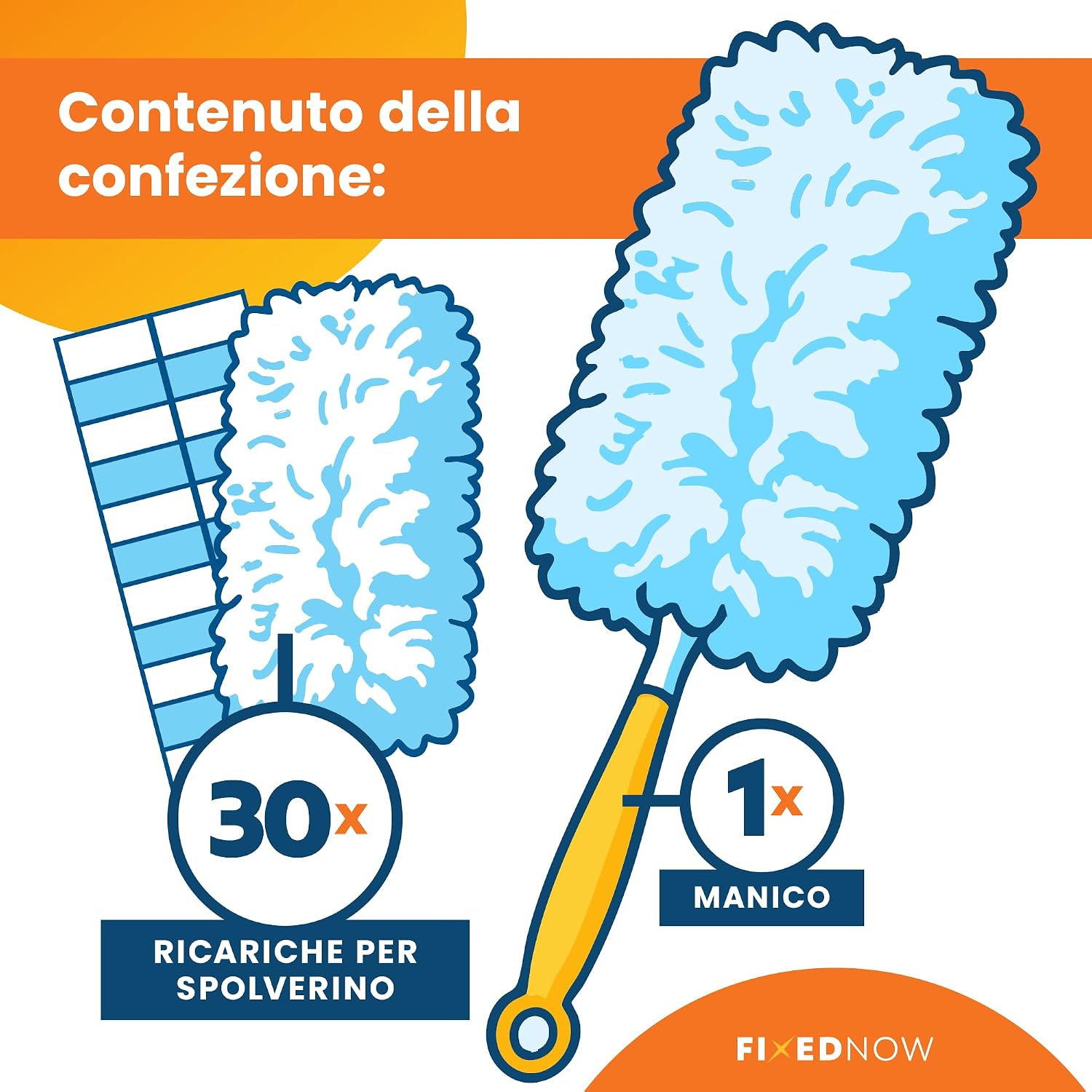 Detalle 2 de FixedNow XXL set da 30 panni catturapolvere per Swiffer Duster (con asta e manico)