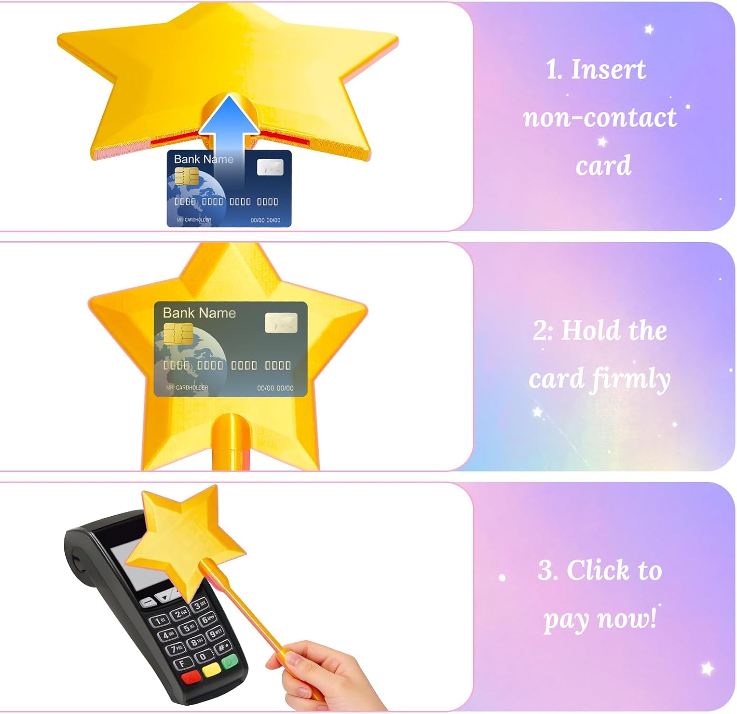 Thumbnail 2 de Credit Card Wand 3D Printed Wand Tap-to-Pay Card Holder – Star Magic contactless card case for kids, teens and adults