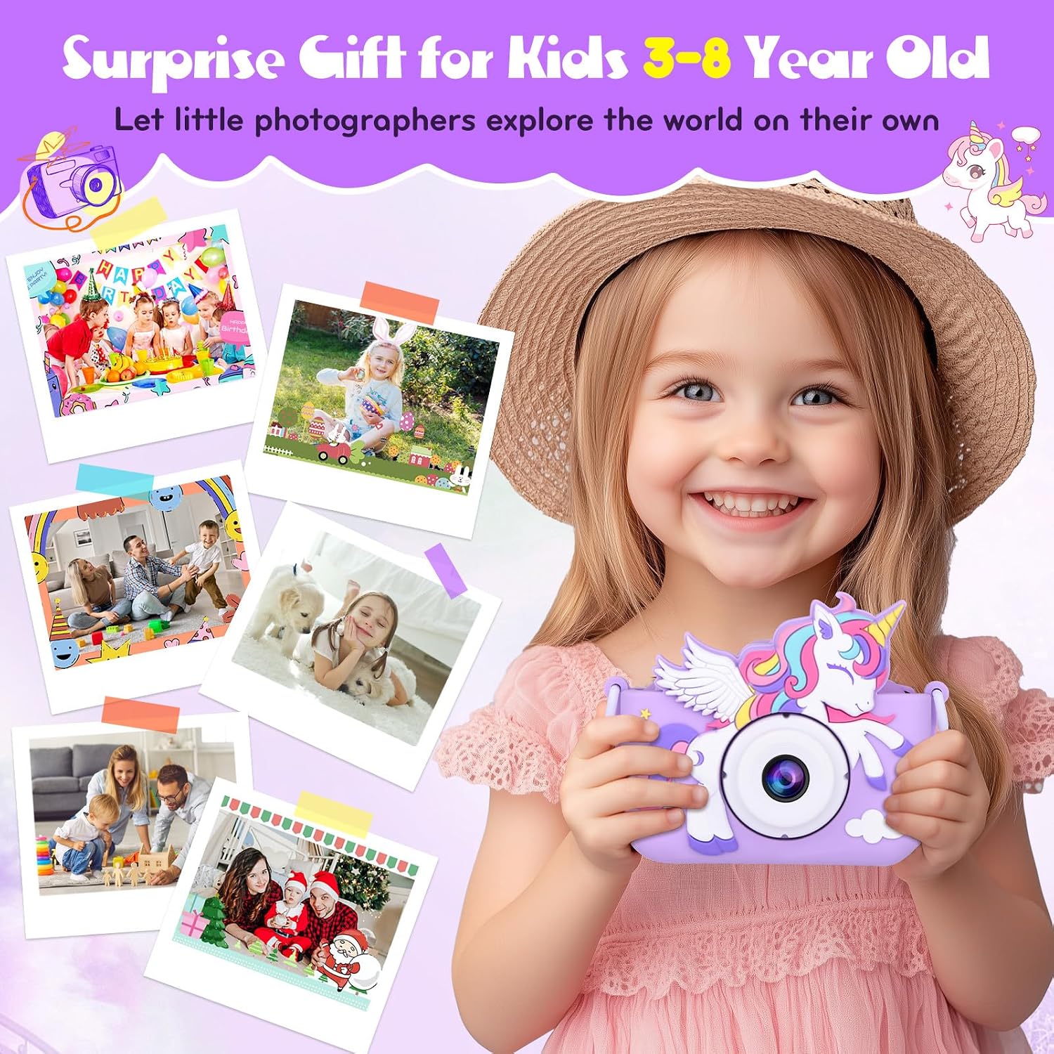 Thumbnail 3 de Kids Camera Unicorn 1080P Digital Camera 32GB