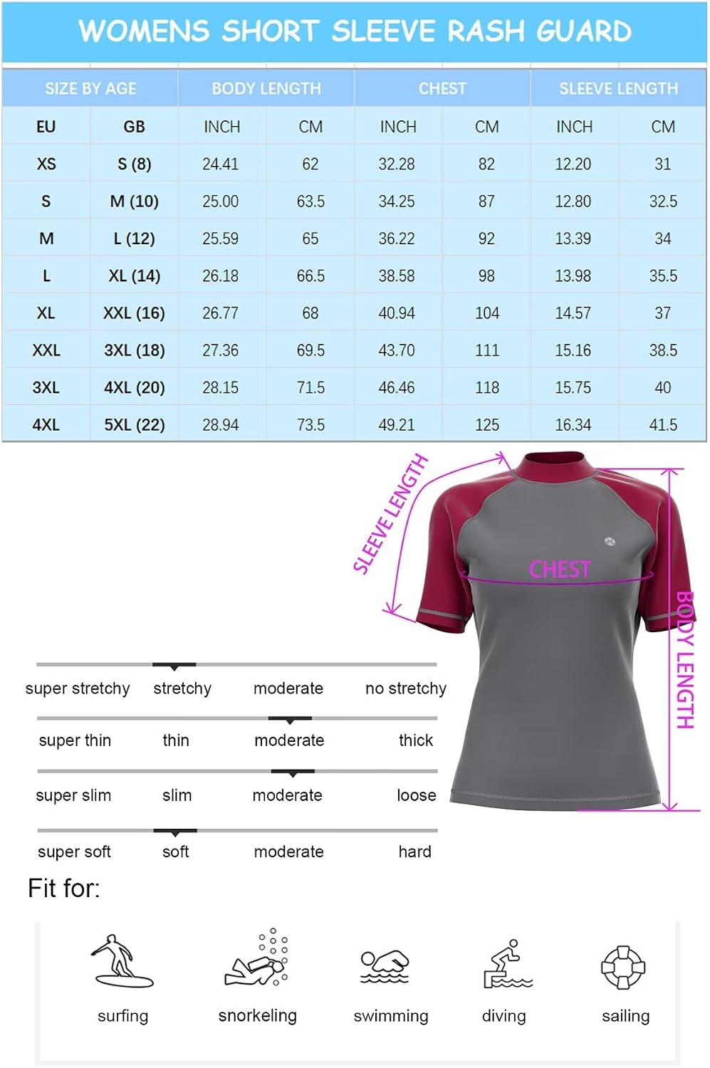 Detalle de HDTIYUYP Rashguards für Damen und Kinder – UV-Schutz Surfshirt, schnelltrocknend und atmungsaktiv