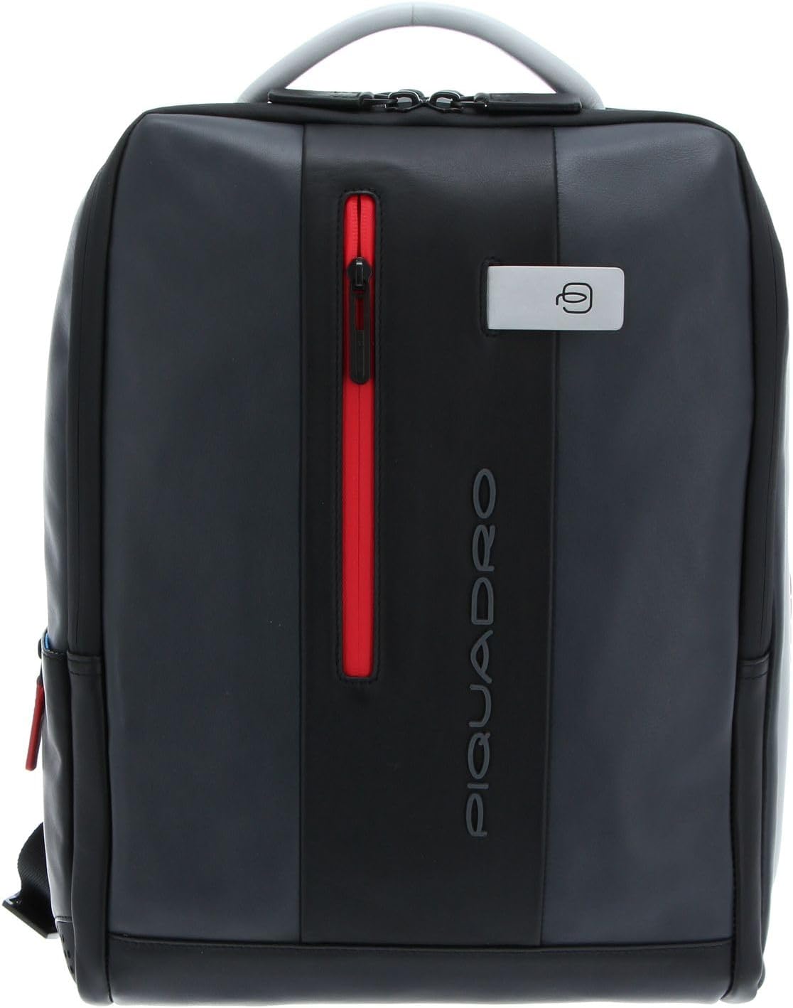 Detalle 2 de PIQUADRO Zaino Porta PC 15,6" – Compatto e Professionale, Pelle Premium, Nero Grigio