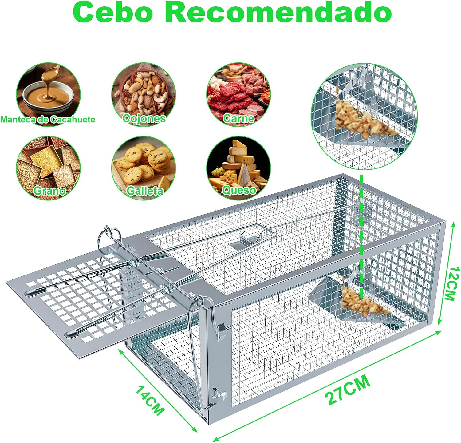 Detalle de Trampa para Ratones Vivo SARSTRY 2 piezas XL – Trampa reutilizable 27×14×12 cm para interiores y exteriores