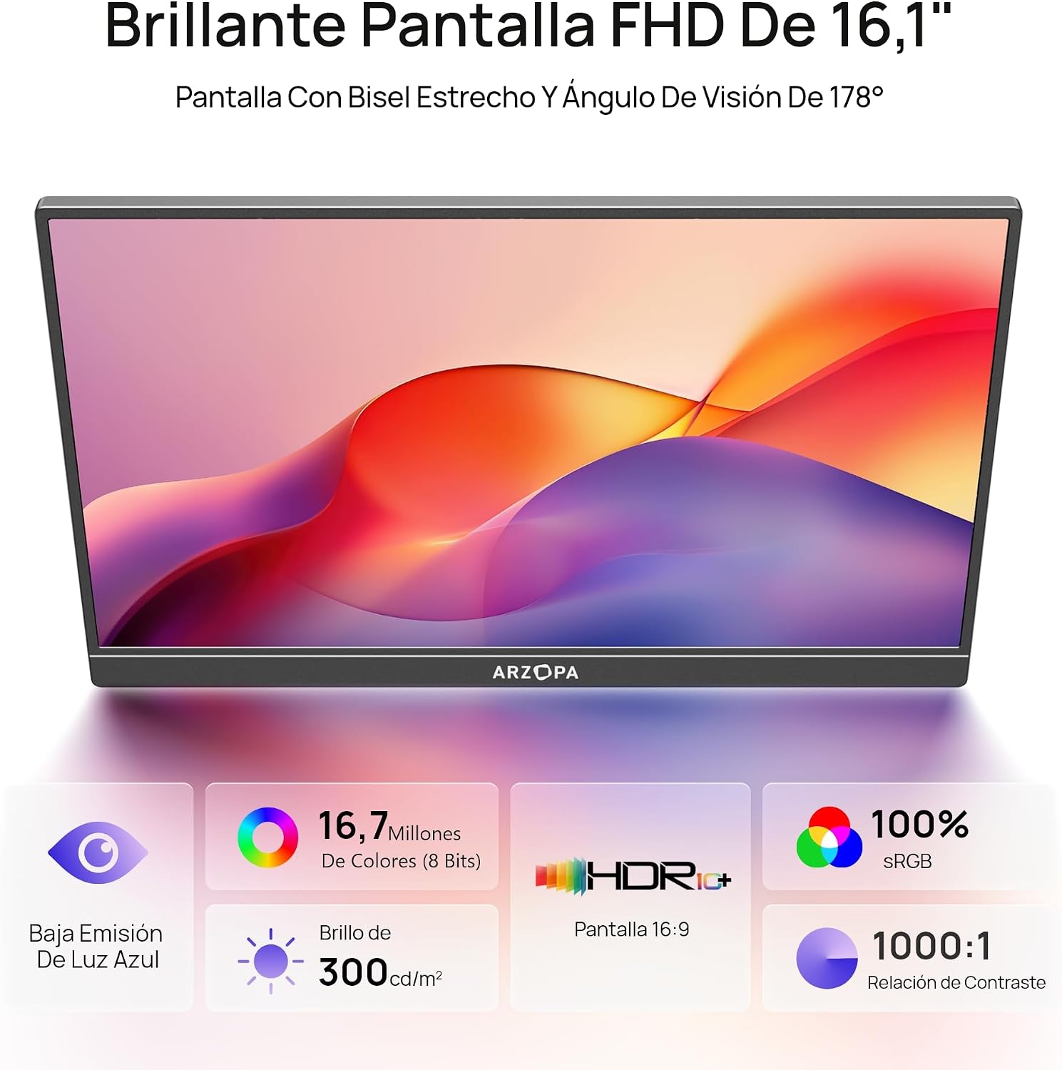 Detalle 2 de ARZOPA Z1C 16.1" monitor portátil FHD