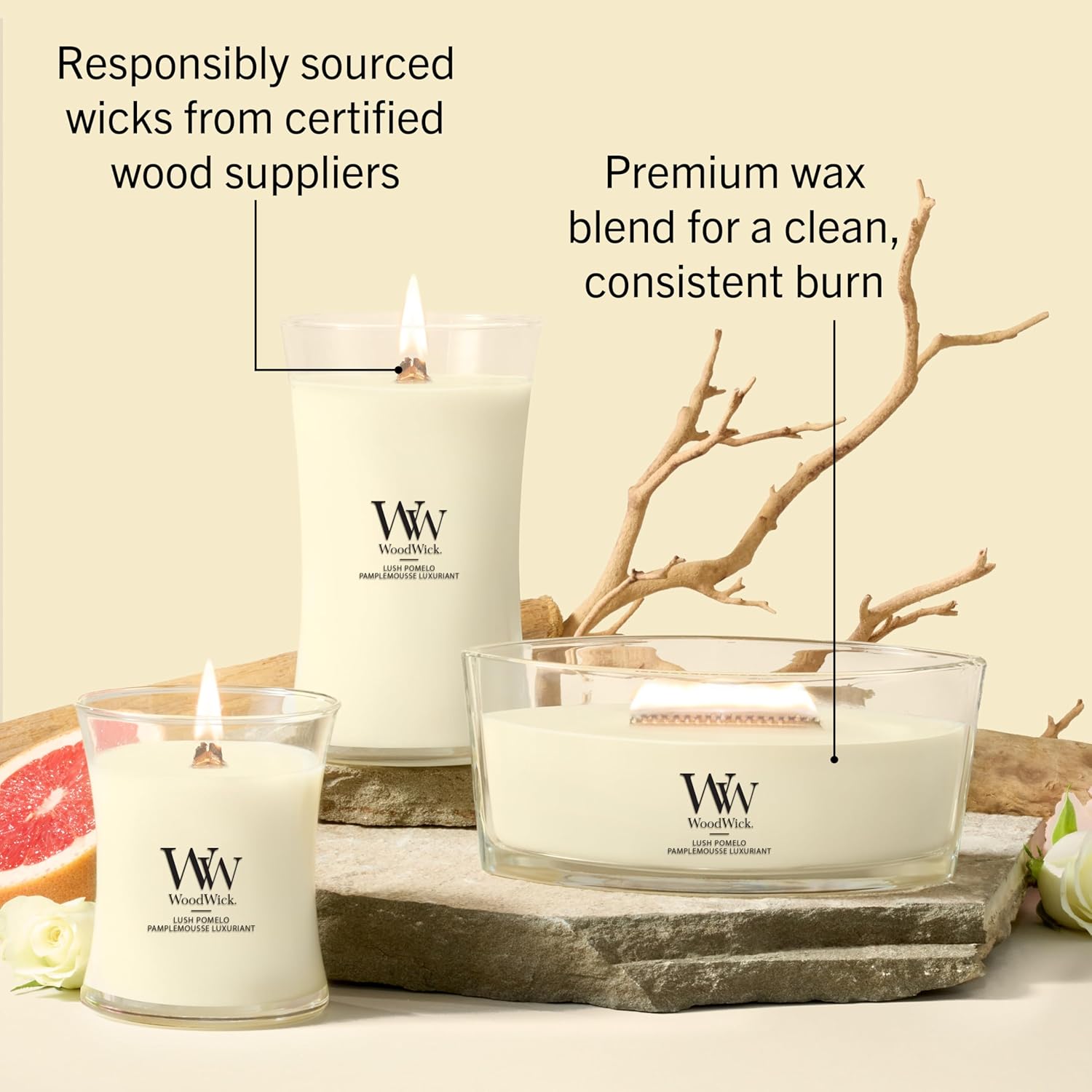 Thumbnail 6 de WoodWick Bougie parfumée Bougie Ellipse Pamplemousse luxuriant – un cadeau élégant pour femmes