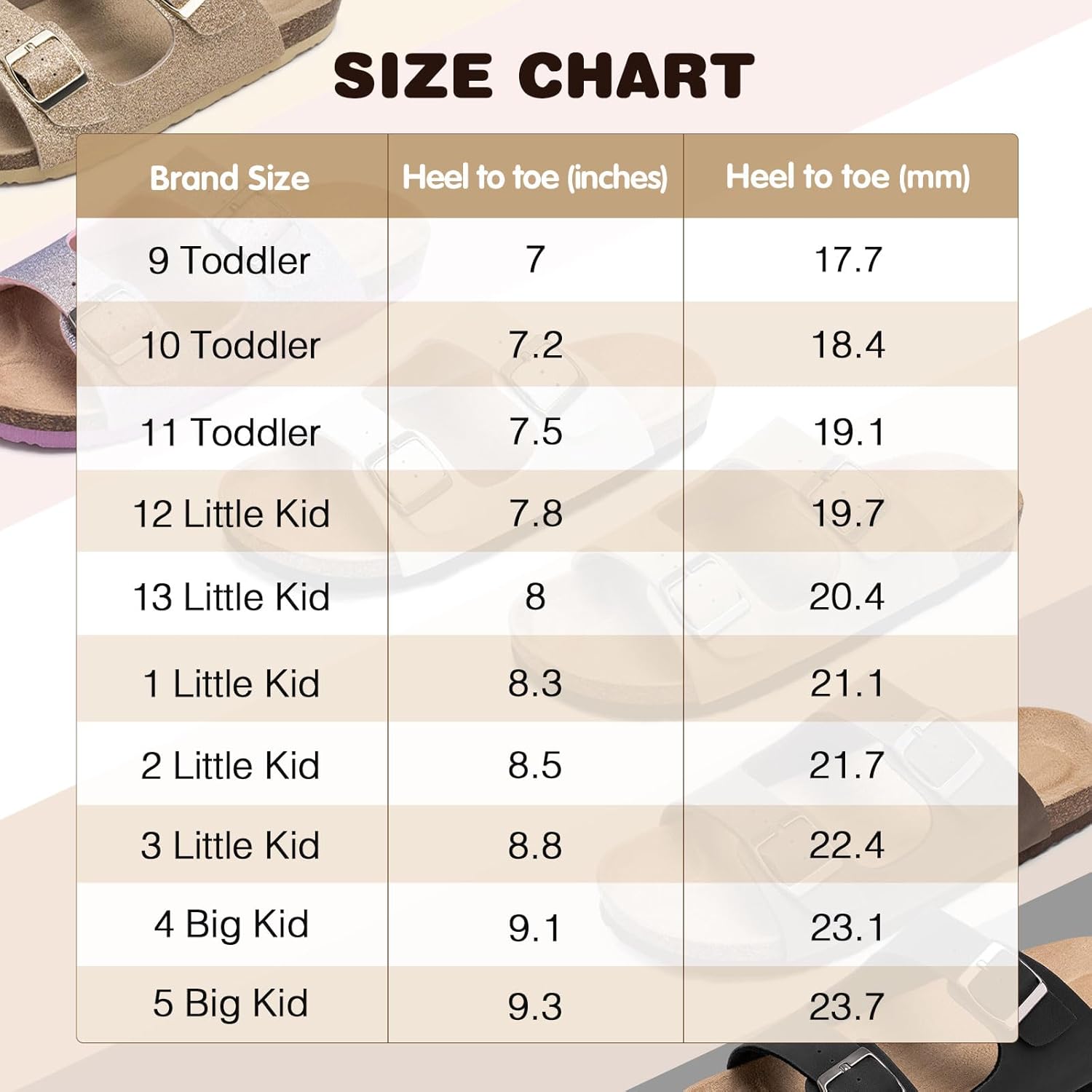 Detalle 2 de FITORY Glitter Slide Sandals with Adjustable Straps (Cork Footbed) for Boys & Girls