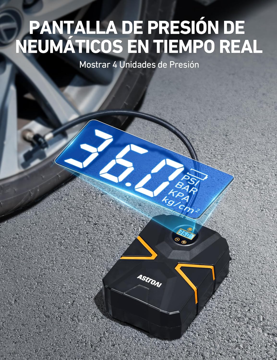 Detalle de AstroAI Inflador Ruedas Coche Digital 150 PSI