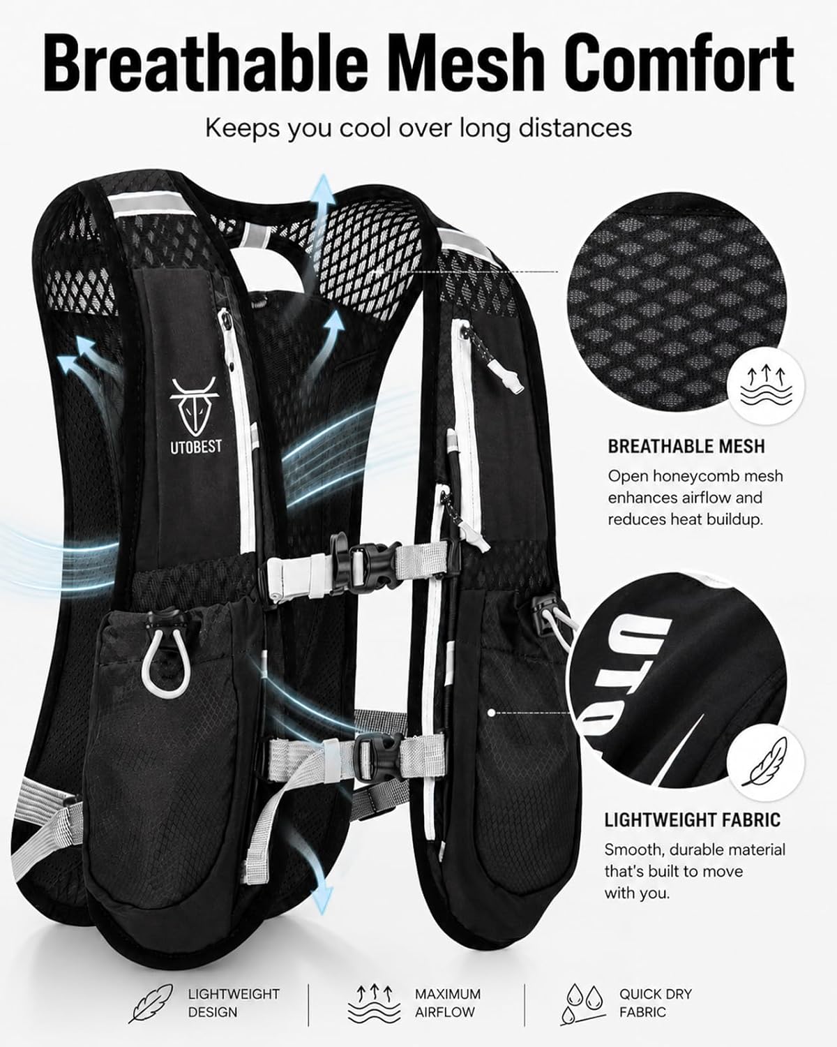 Thumbnail 3 de UTOBEST 5L Running Vest: Lightweight Hydration Pack for Marathon, Run & Hike