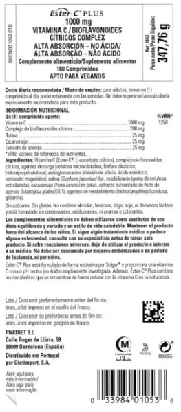 Thumbnail 1 de Solgar Ester-C Plus vitamina C 1.000 mg 180 comprimidos
