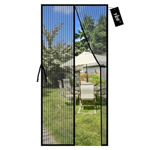 Detalle de YRH Magnetic Fly Screen Door, Polyester Enhanced Mesh (90x210 cm, Black)