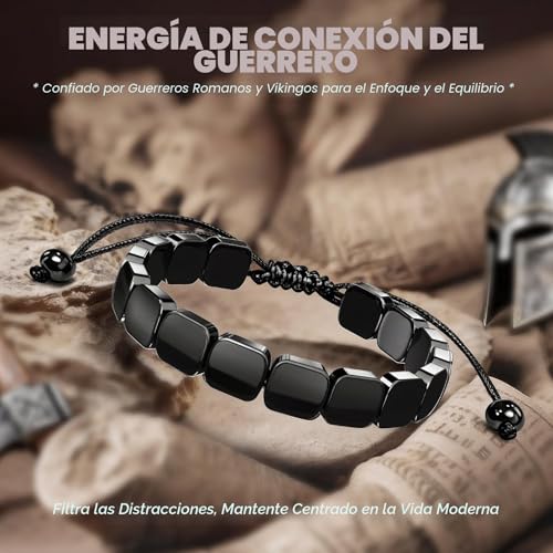 Detalle de JTHEW Pulsera ajustable de hematita para hombres: energía estable y estilo minimalista