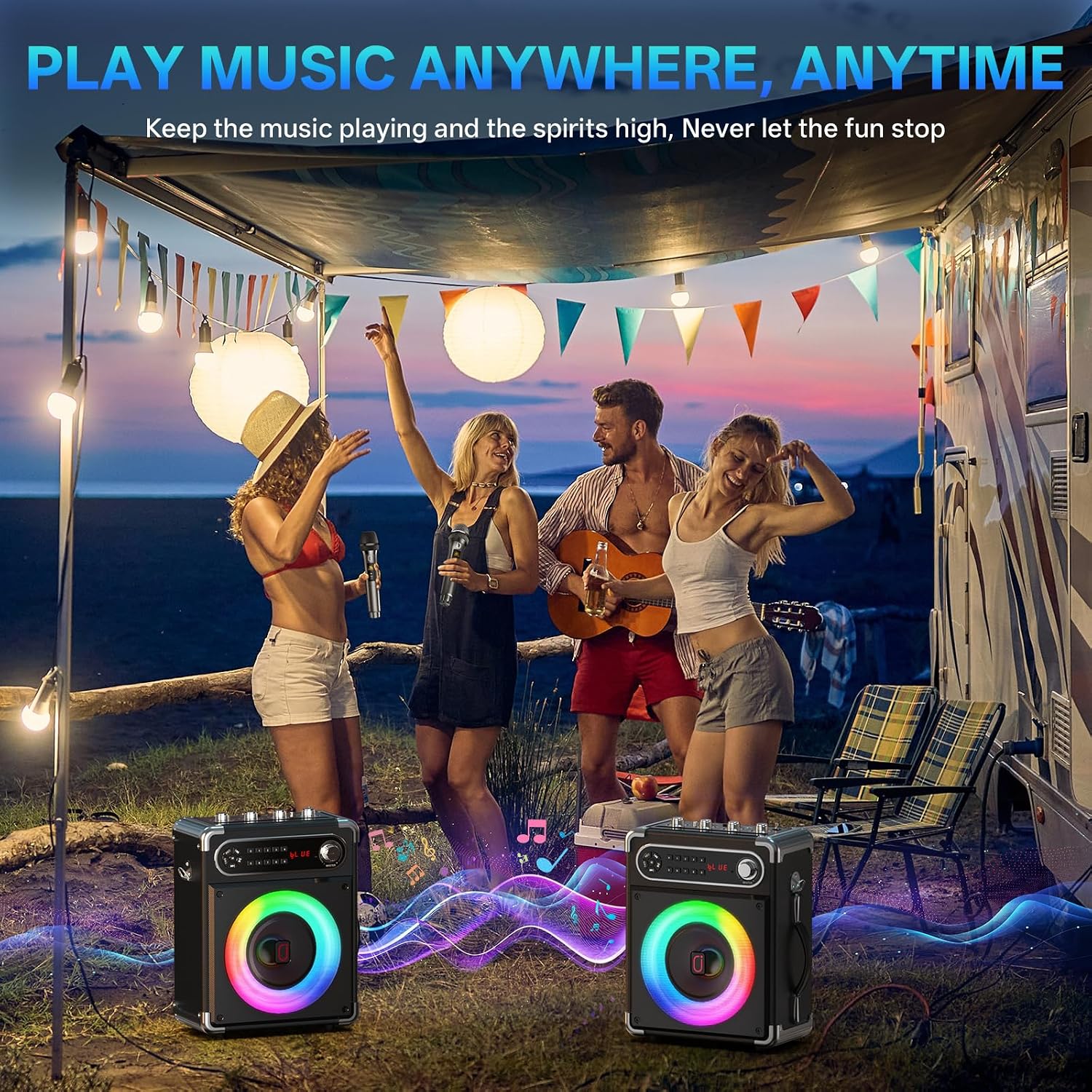 Detalle 2 de JYX 200W Karaoke Machine with 2 Wireless Microphones, TWS & Multi-Input