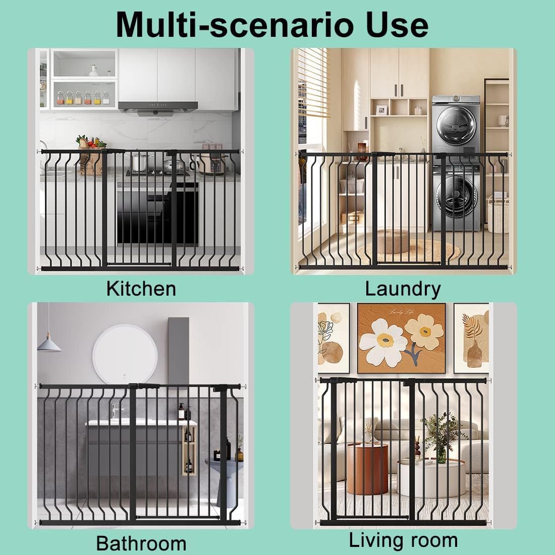 Thumbnail 6 de ALLAIBB 40.55" Extra Tall Baby Gate, White, Pressure-Mounted, Auto-Close