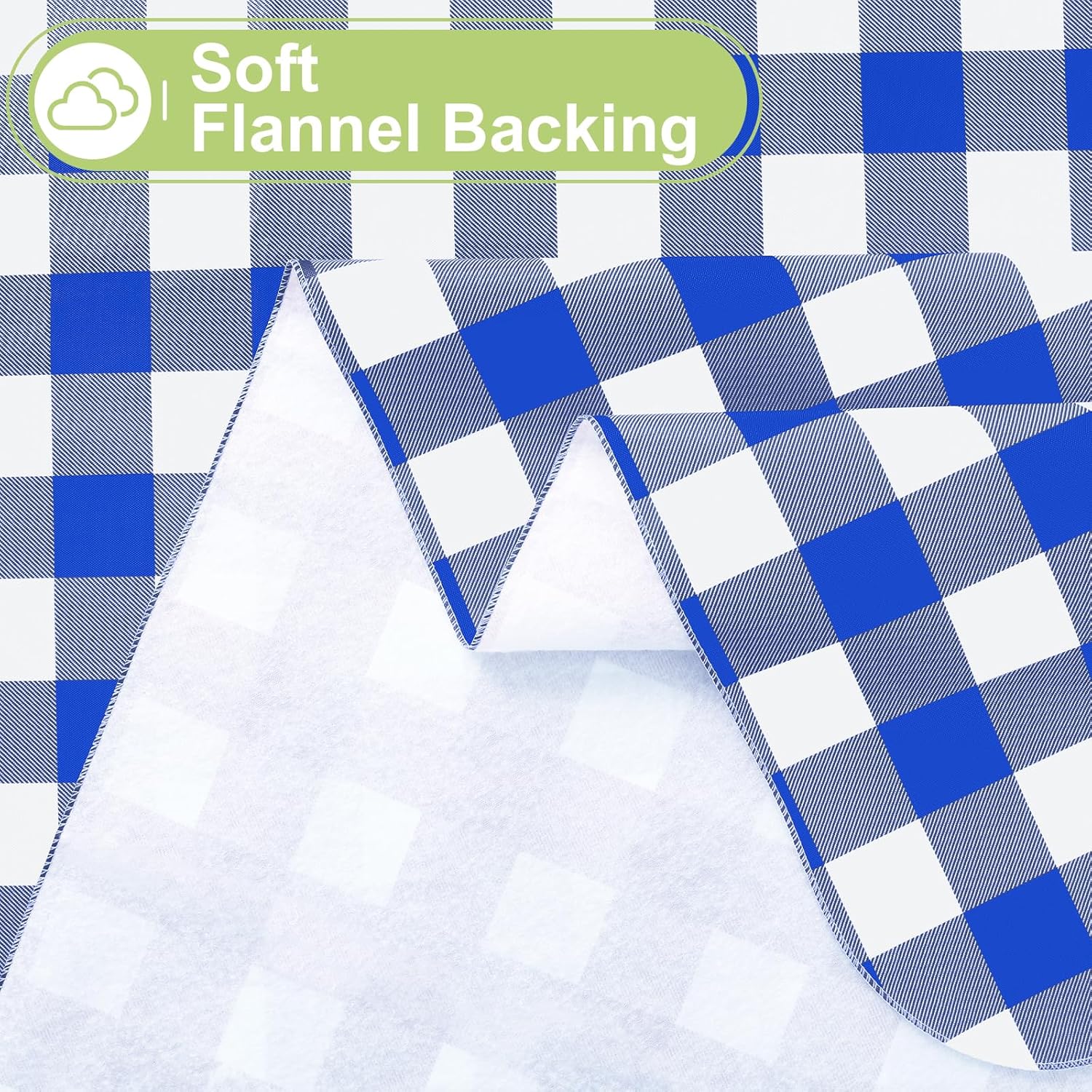 Thumbnail 3 de smiry Rectangle Waterproof Vinyl Table Cloth with Flannel Backing (Blue & White, 60"x102")