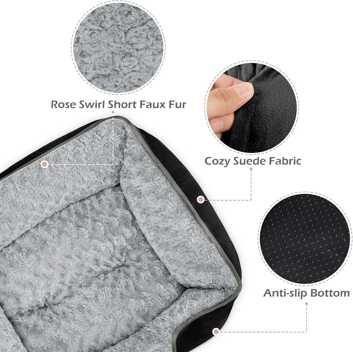 Detalle 2 de INVENHO X-Large Dog Bed, 35 x 25-Inch Orthopedic Bolster Bed
