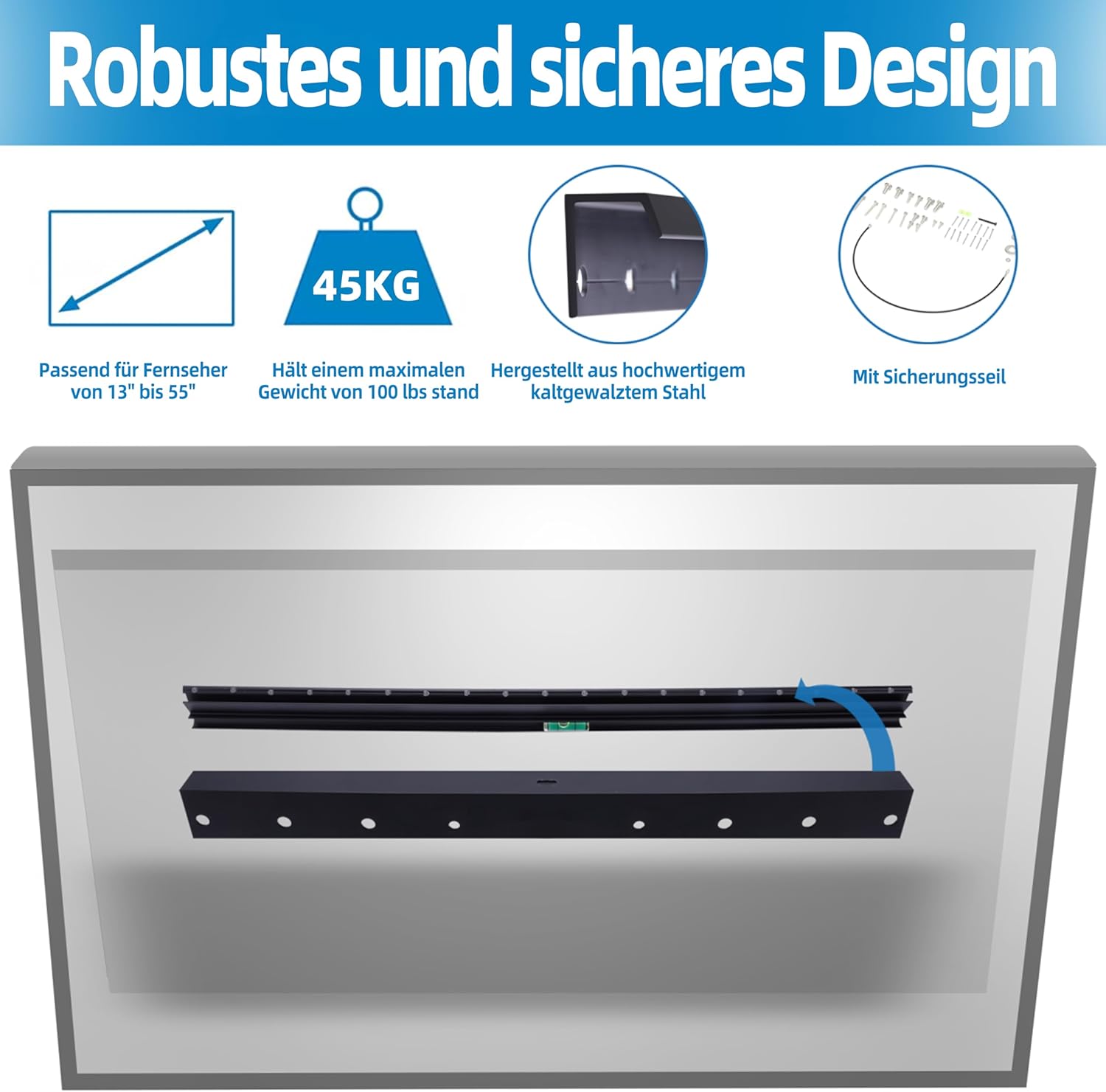 Detalle de Antimbee TV Wandhalterung ohne Bolzen für 13–55 Zoll (max. VESA 400 x 400 mm, bis 45 kg)