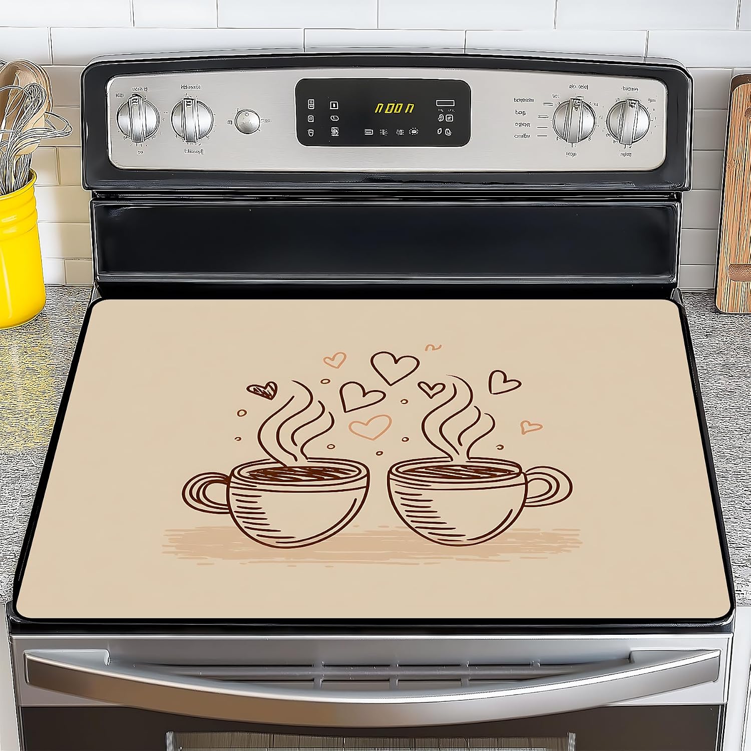 Detalle de NYZE ZTD006 Wood Coffee Stove Cover, 28 x 20-Inch Non-Slip Cooktop Mat