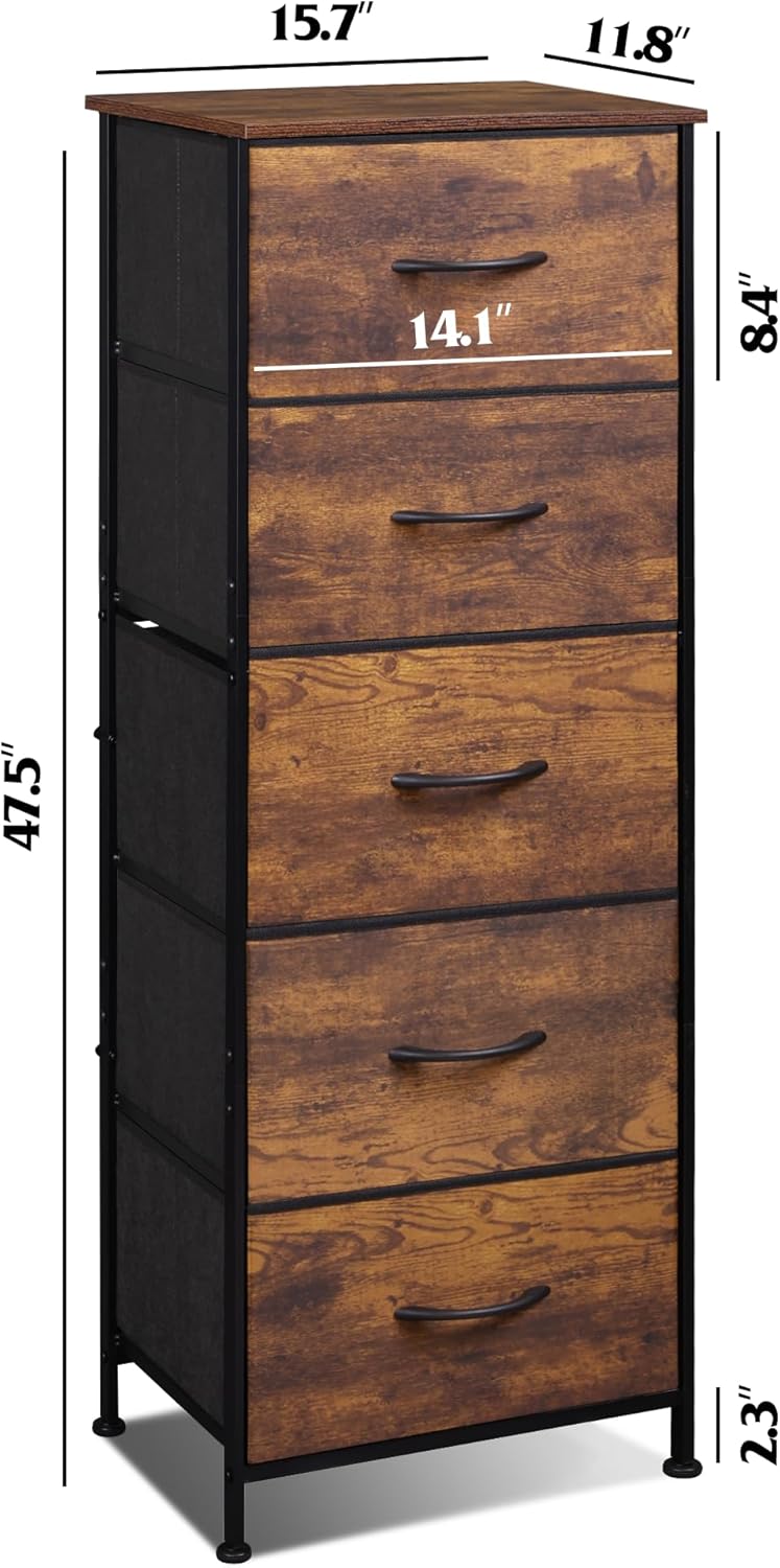 Detalle de WLIVE 5-Drawer Fabric Dresser 47.5"