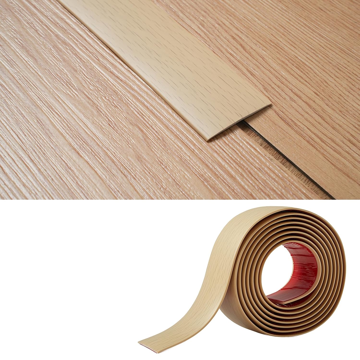 Detalle de 10M PVC Floor Transition Strip Laminate Floor Cover Strips with Self-Adhesive Backing (4cm, Brown Teak Grain)