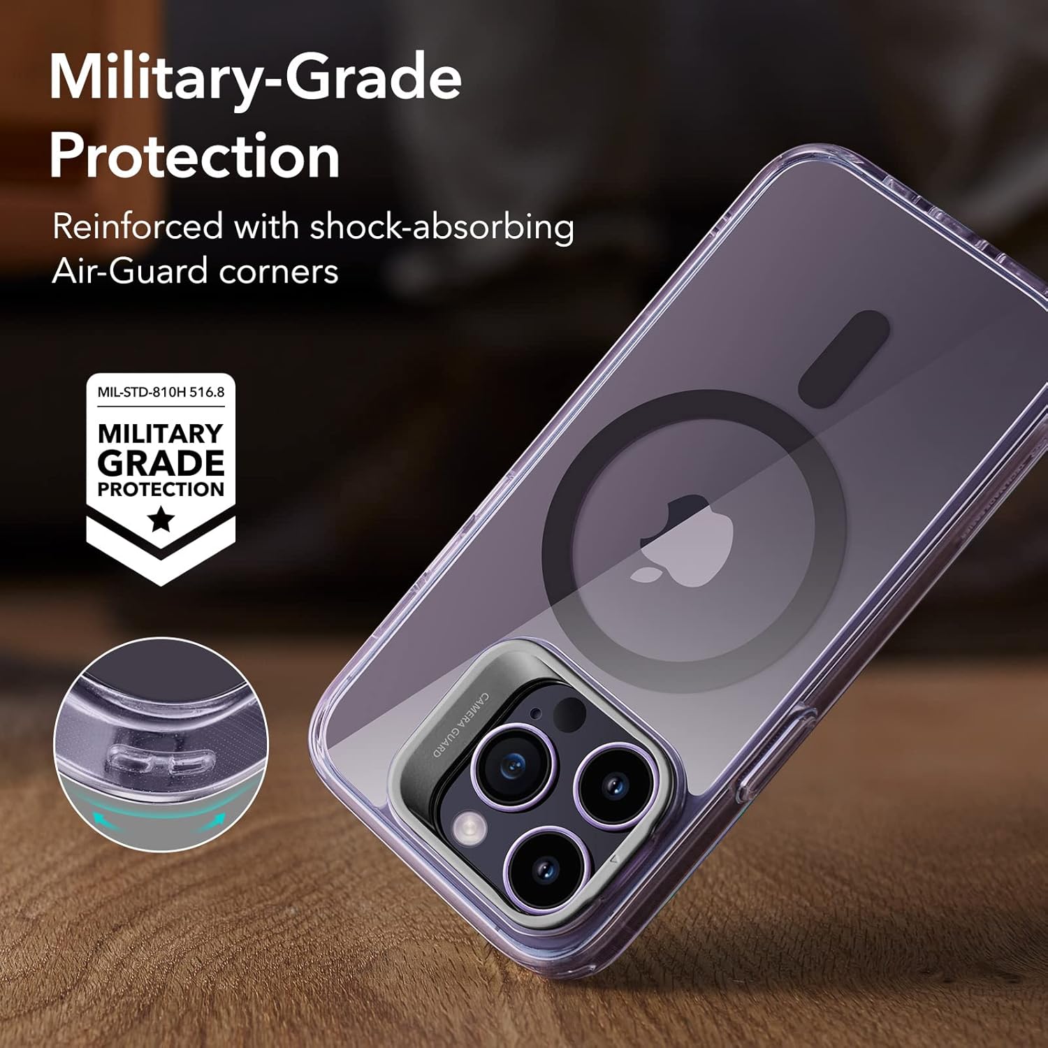 Thumbnail 5 de ESR iPhone 14 Pro Magnetic Clear Case with stand (MagSafe compatible) in Clear Purple