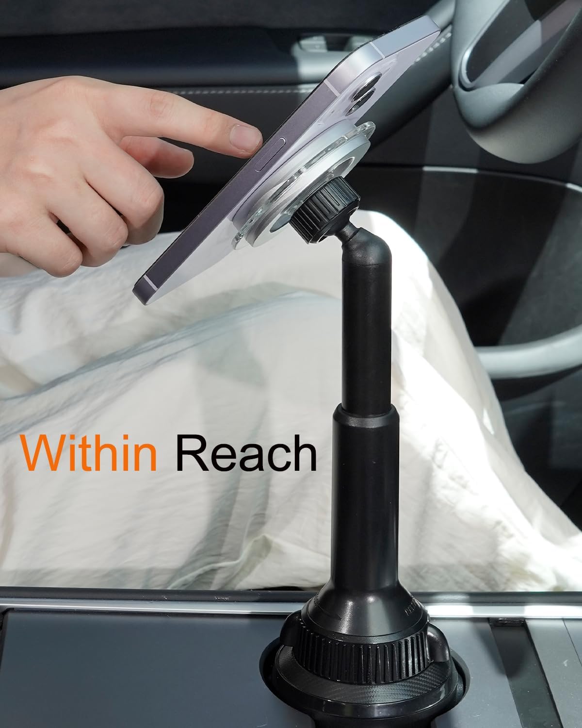 Thumbnail 3 de OQTIQ Phone Cup Holder for Car Mount (MagSafe compatible) with 360° rotation and telescopic arm