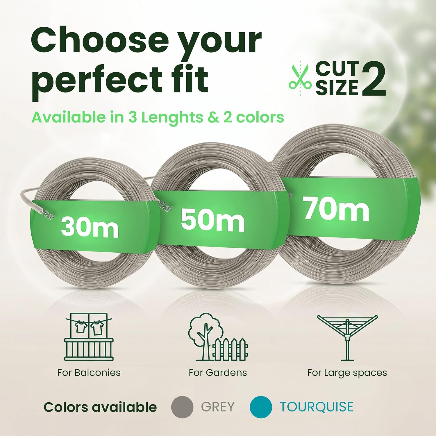Detalle de SimplySmooth Clothes Line 30m – Steel-Core, Extra Strong and Stable