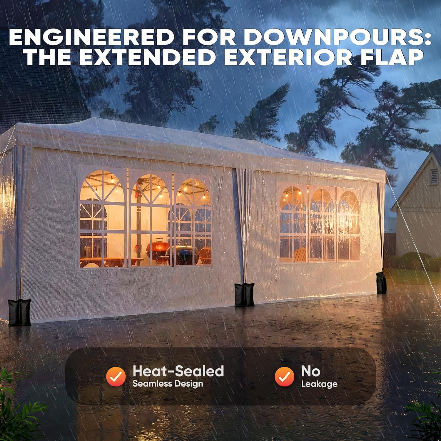 Detalle de Quictent YS1205 10x20 Pop-Up Canopy Tent with Removable Sidewalls