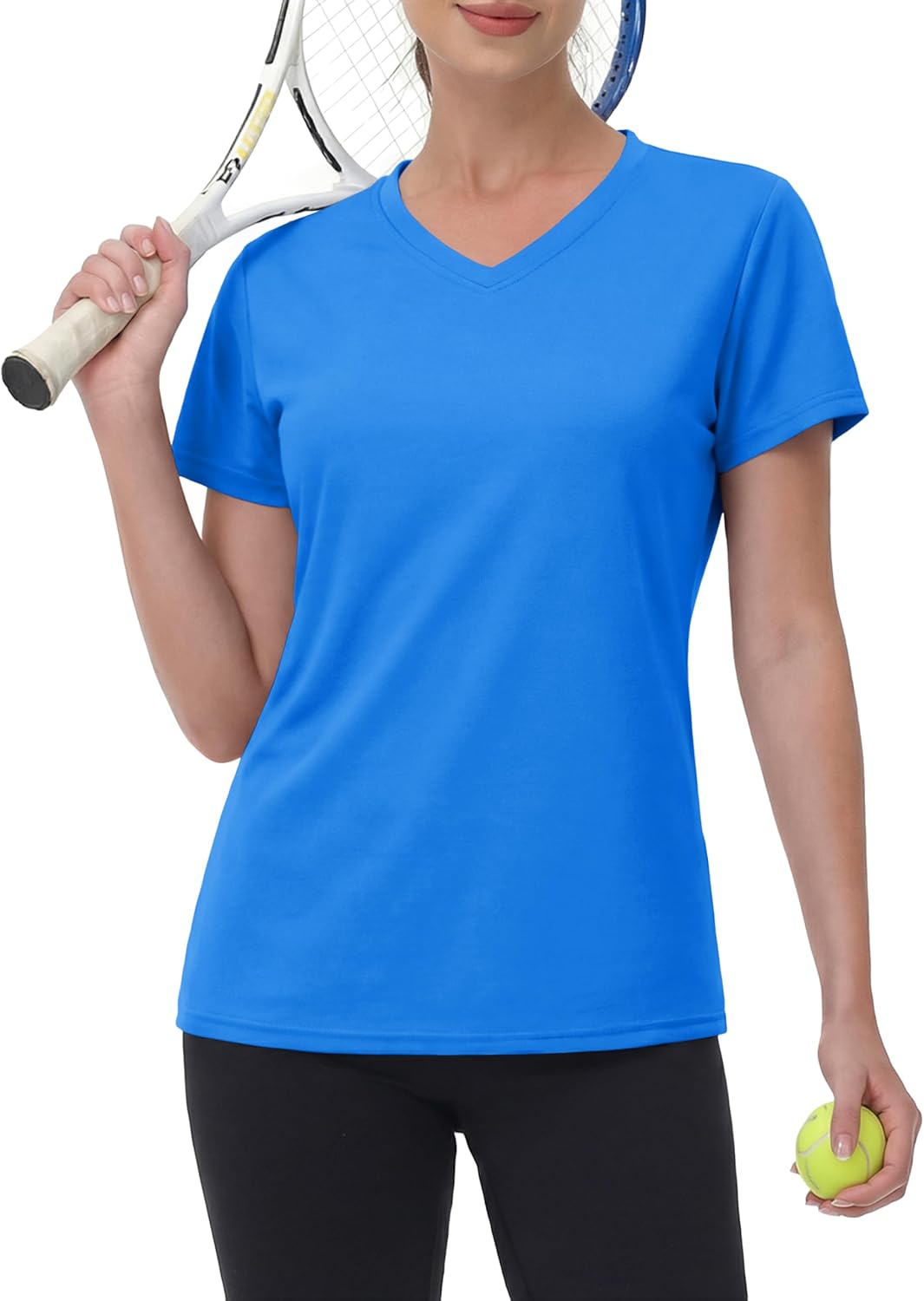 Thumbnail 2 de MAGCOMSEN Women's Workout Tops: Short Sleeve UPF 50+ Quick-Dry V-Neck Tee