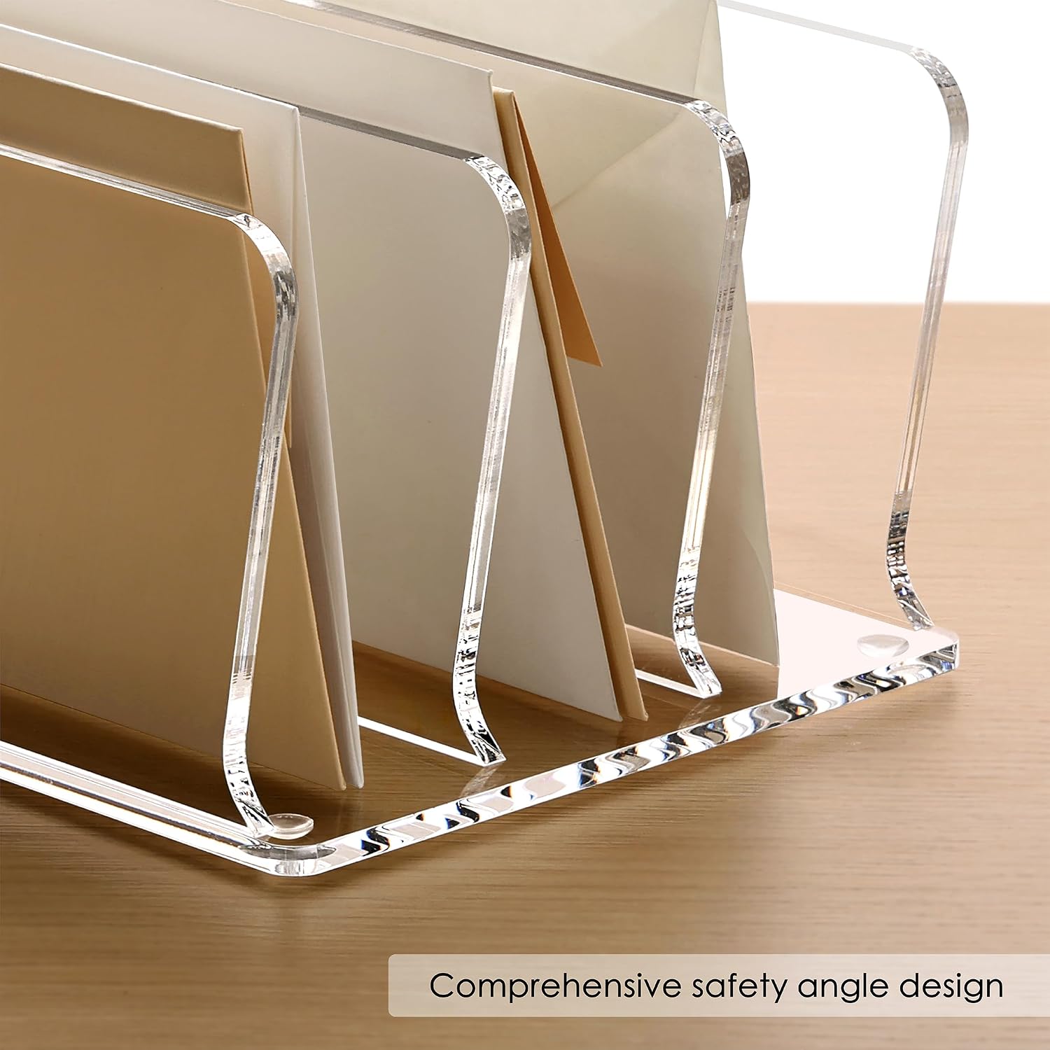 Thumbnail 6 de SANRUI 3-Section Acrylic Desk File Sorter, Clear Vertical Organizer