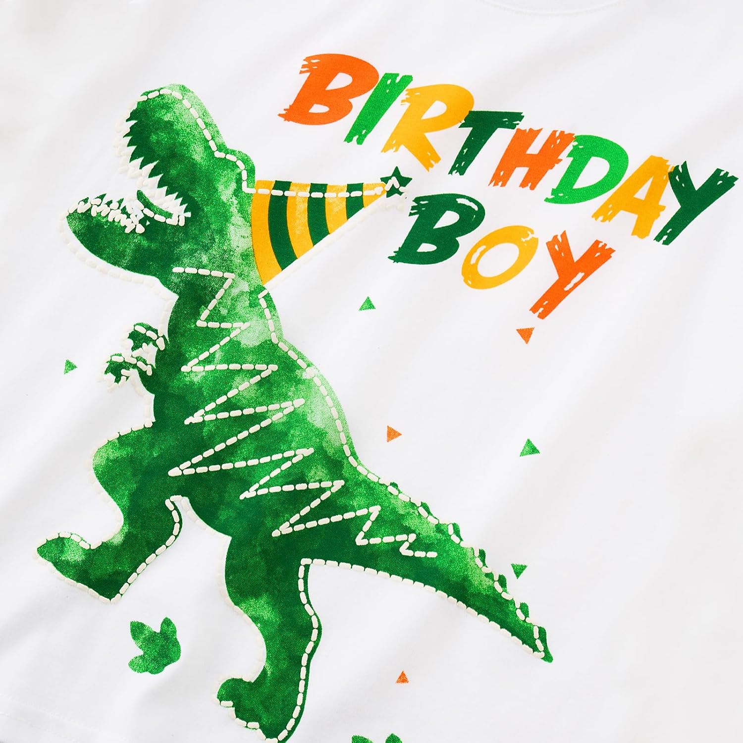 Thumbnail 2 de WAWSAM Birthday Boy Dino T-Shirt (T-Rex) – 100% cotton short-sleeve top for a dinosaur-themed party
