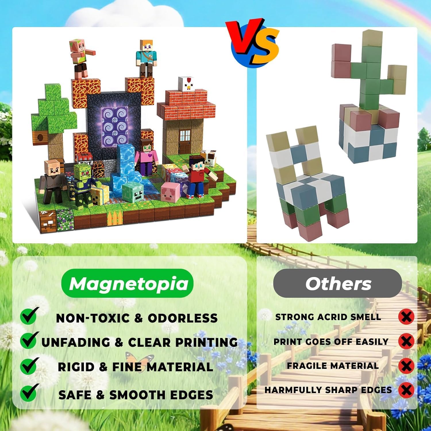 Thumbnail 3 de 164 Pezzi Blocchi Magnetici Set Avventura nella Foresta Magica con figure e lanterna di zucca