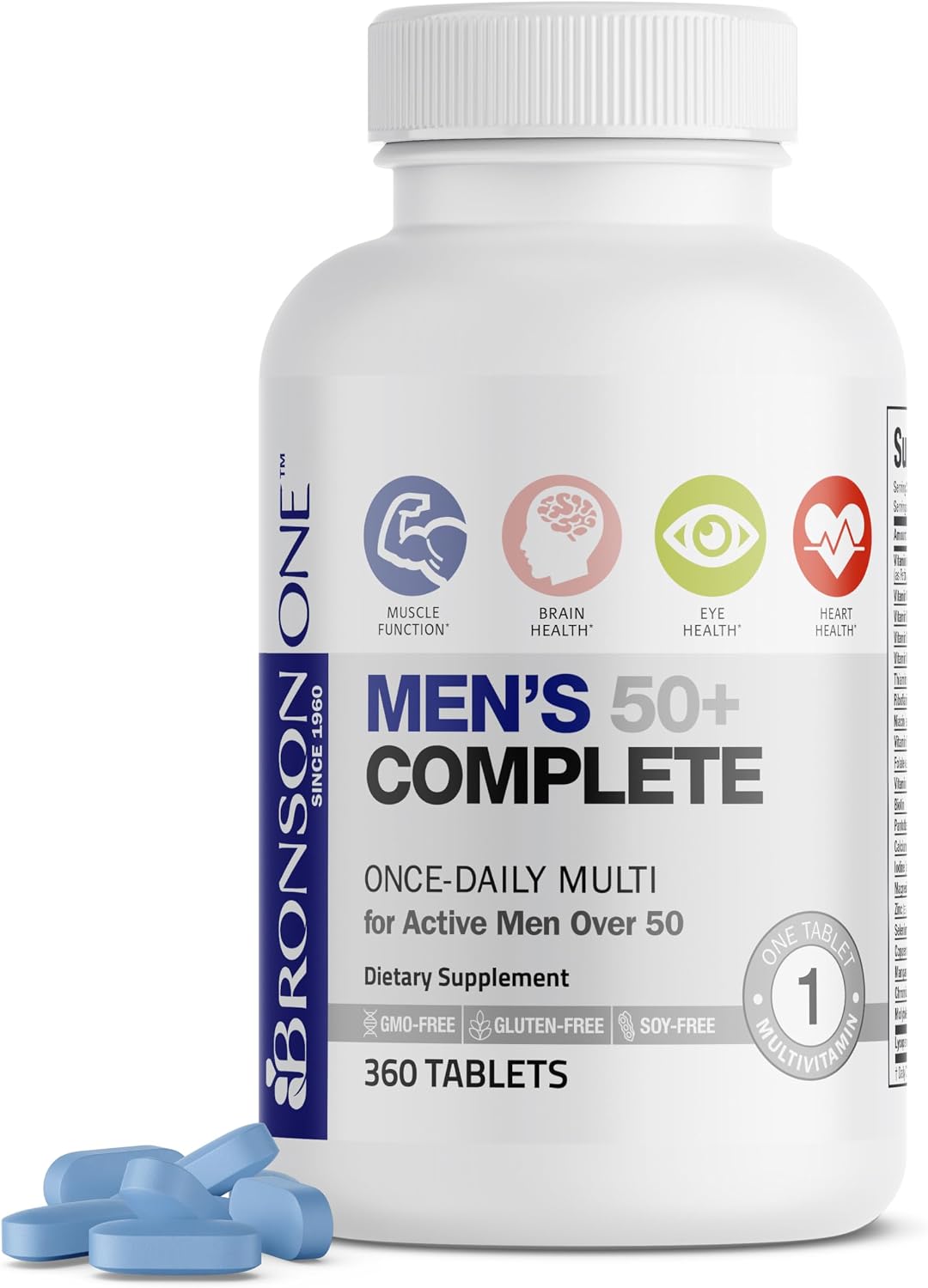 Detalle de Bronson ONE Daily Men’s 50+ Multivitamin, 360 Tablets with Lycopene
