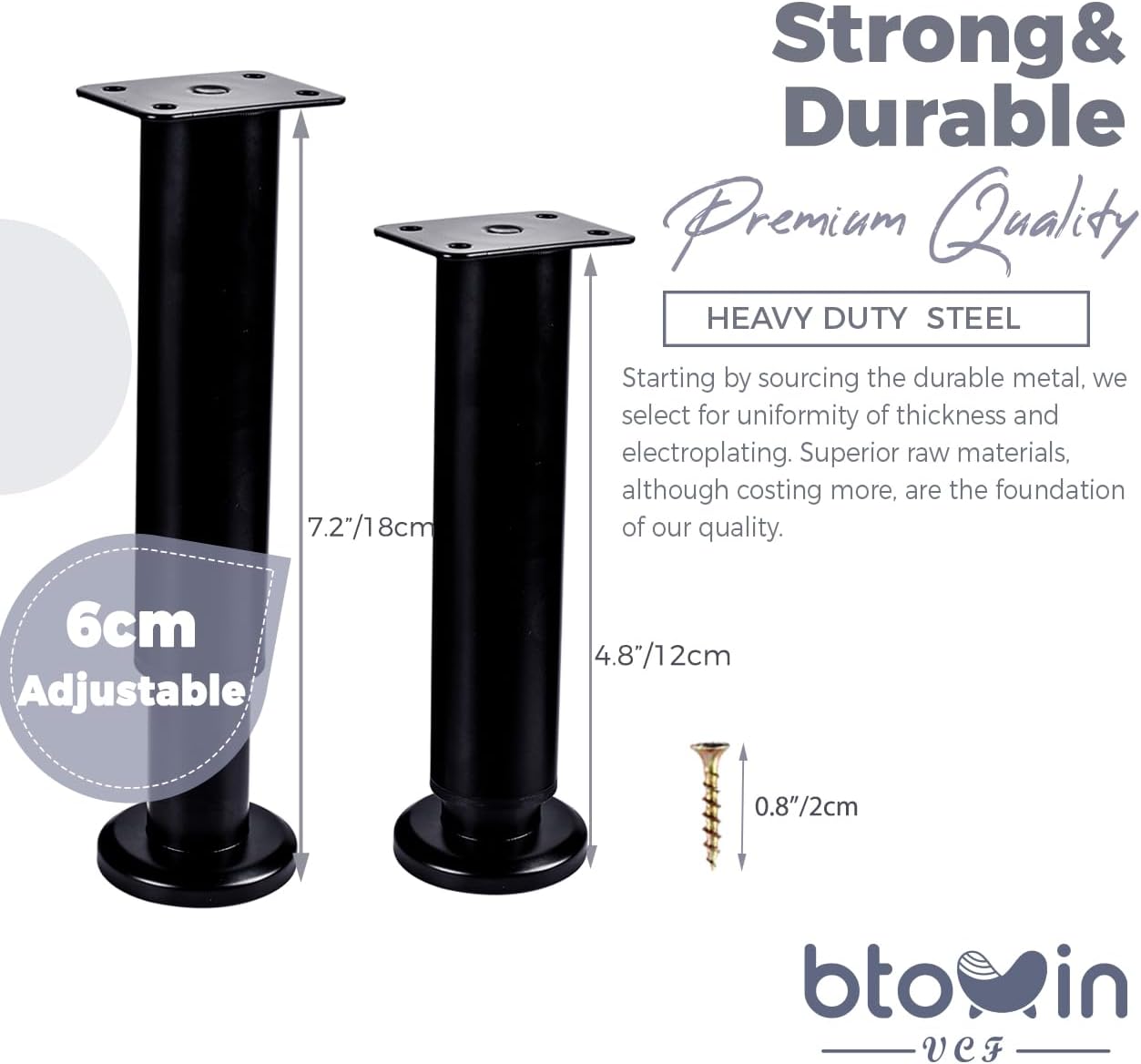 Thumbnail 2 de Btowin Adjustable Furniture Legs 5–7 Inch