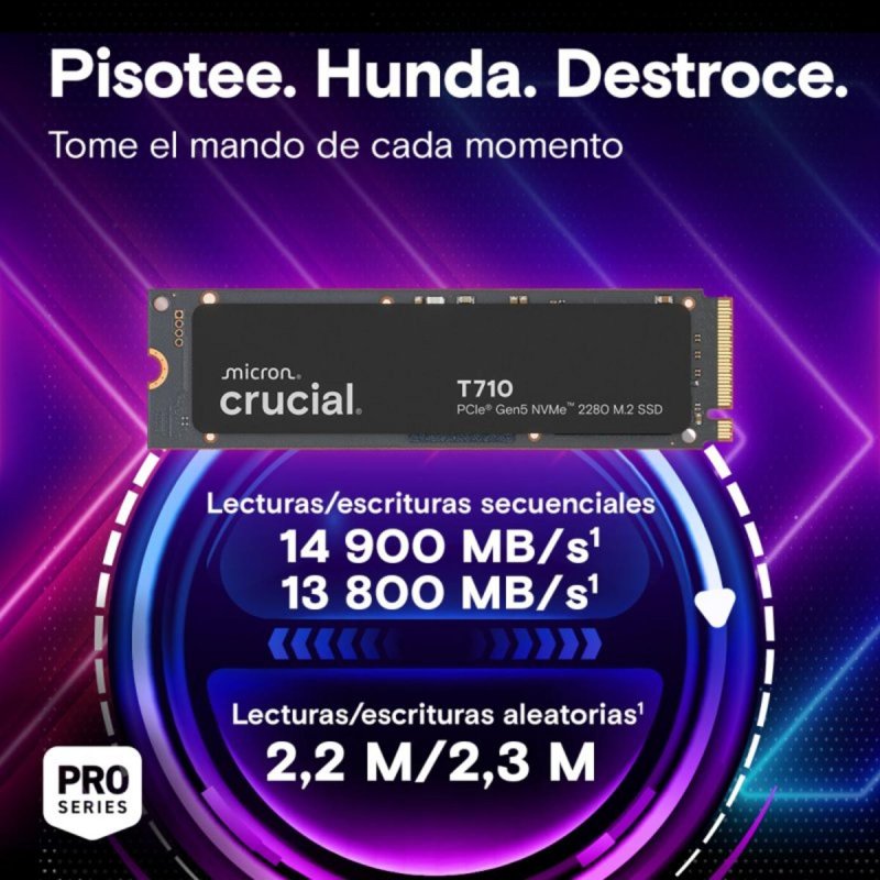 Detalle 2 de Crucial T710 1 TB SSD M.2 PCIe 5.0 – lectura 14.900 MB/s, escritura 13.700 MB/s