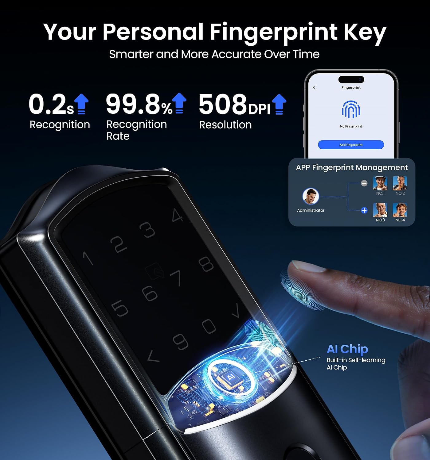 Detalle de Veise smart deadbolt with Wi-Fi