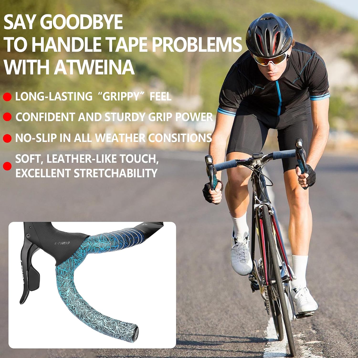 Detalle de ATWEINA Road Bike Handlebar Tape, Blue