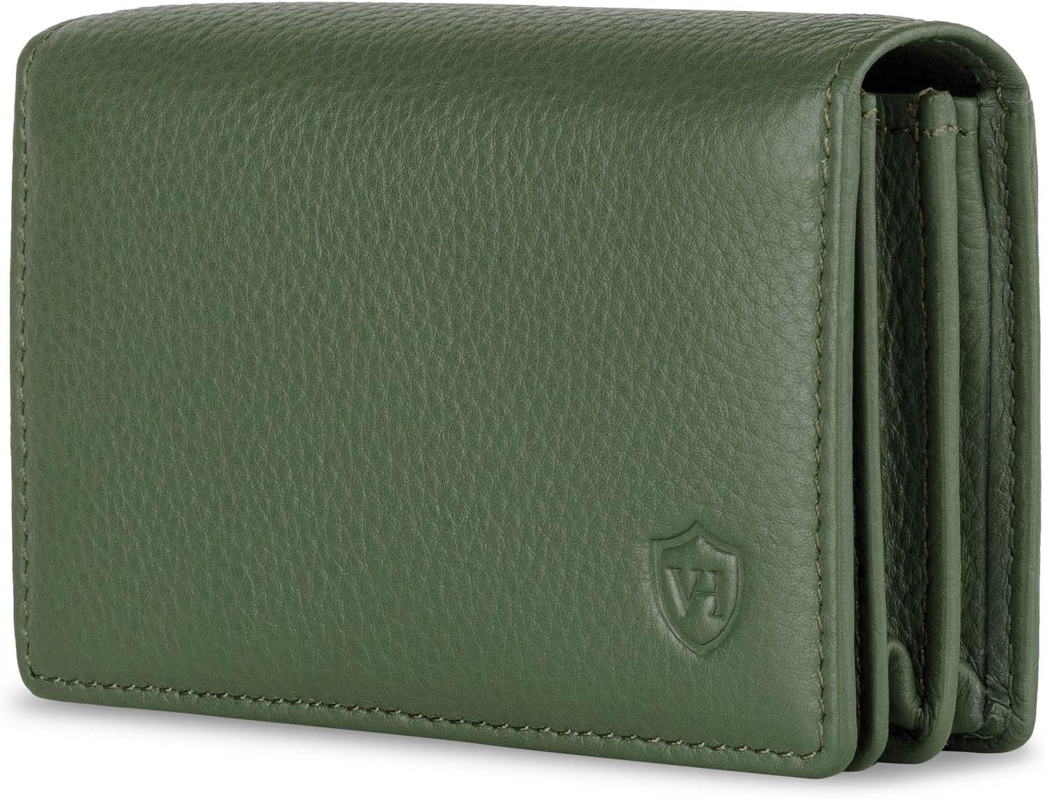 Detalle de VON HEESEN Visitenkartenetui Leder mit RFID-Schutz – Grün, 50 Karten, 6 Fächer