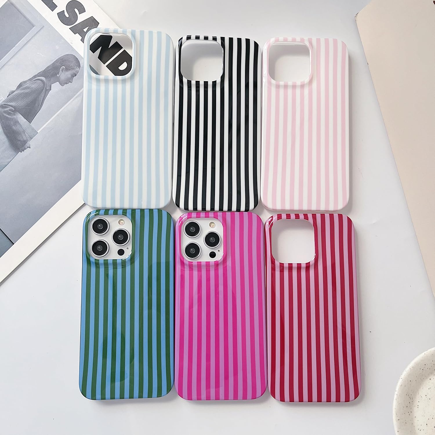 Thumbnail 5 de Finyosee iPhone 15 Pro Max Case, Green Striped TPU with Raised Edges
