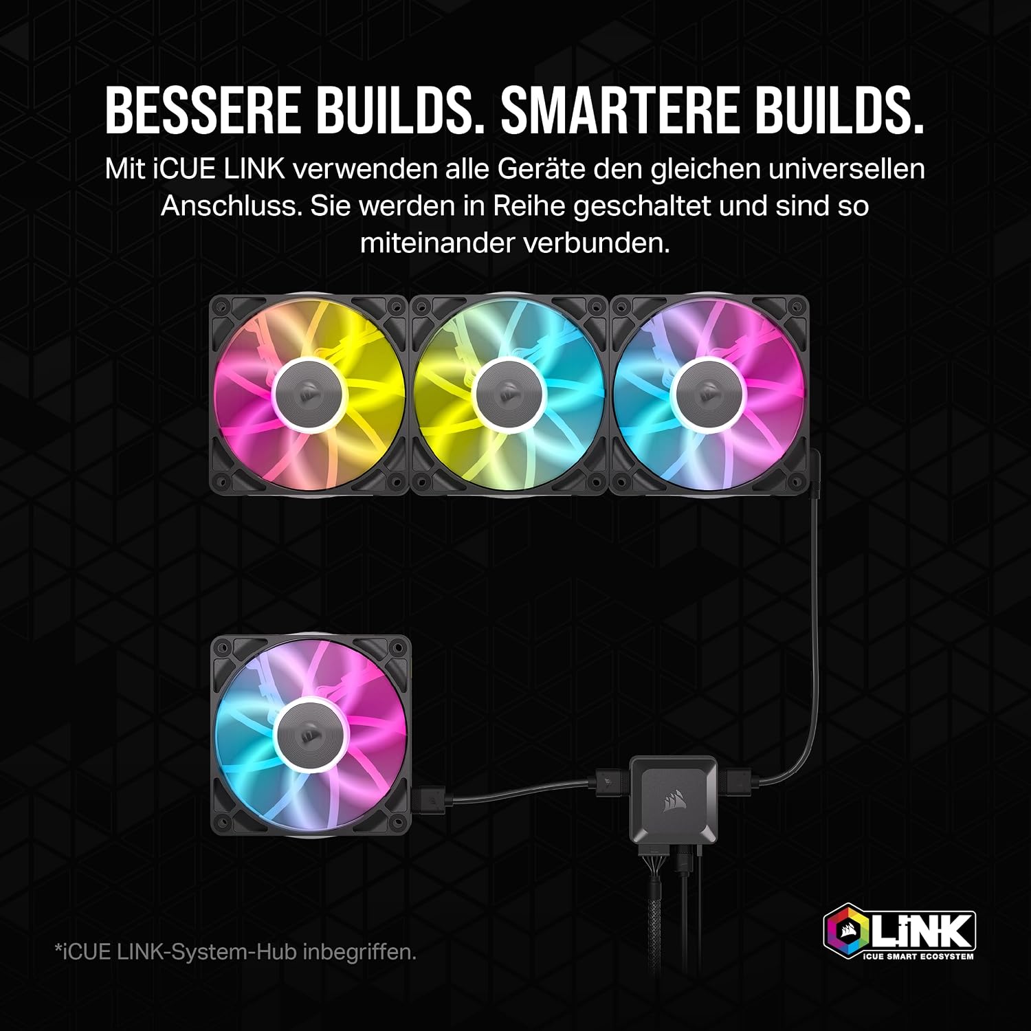Thumbnail 3 de CORSAIR iCUE LINK RX120 RGB PWM-Lüfter Dreierpack