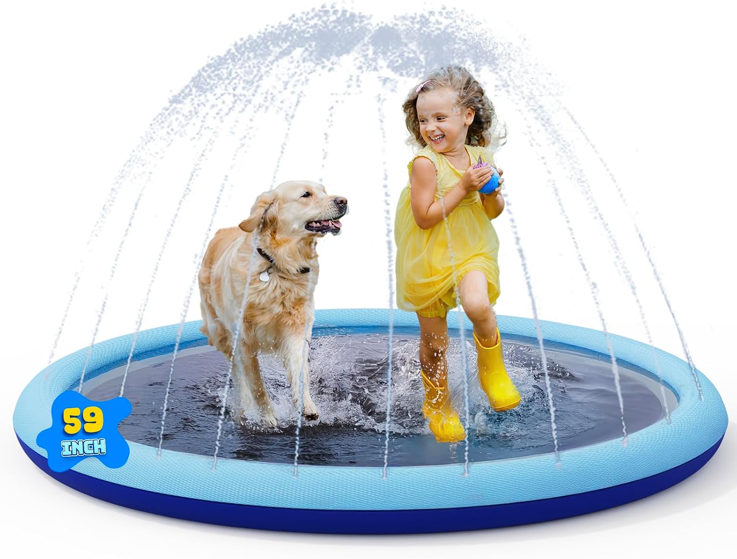 Thumbnail 6 de COMMOUDS Splash Pad for Kids and Dogs (67-Inch) – Non-Slip Outdoor Sprinkler Play Mat