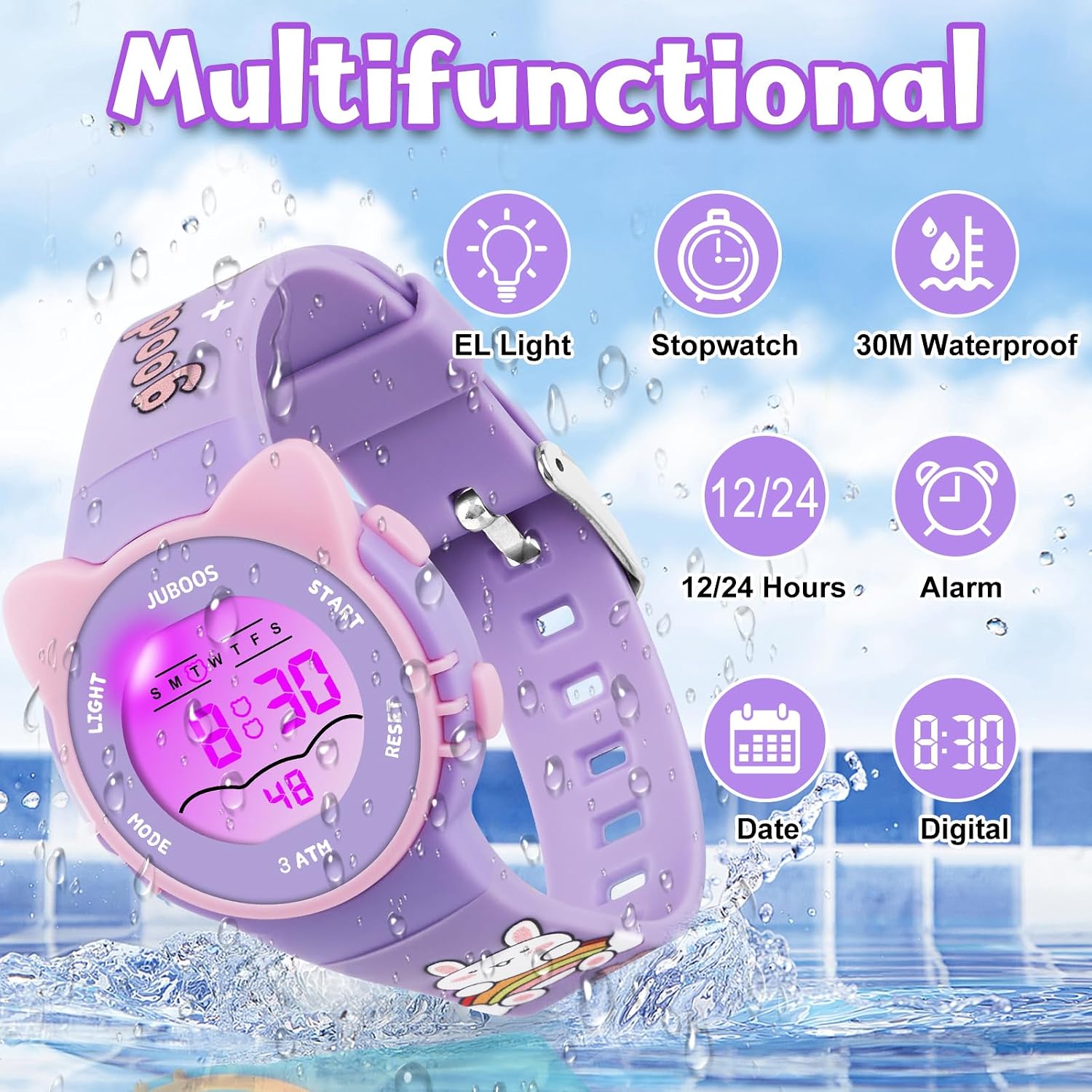 Detalle 2 de Juboos Reloj Digital Deportivo para Niños 3,5 cm