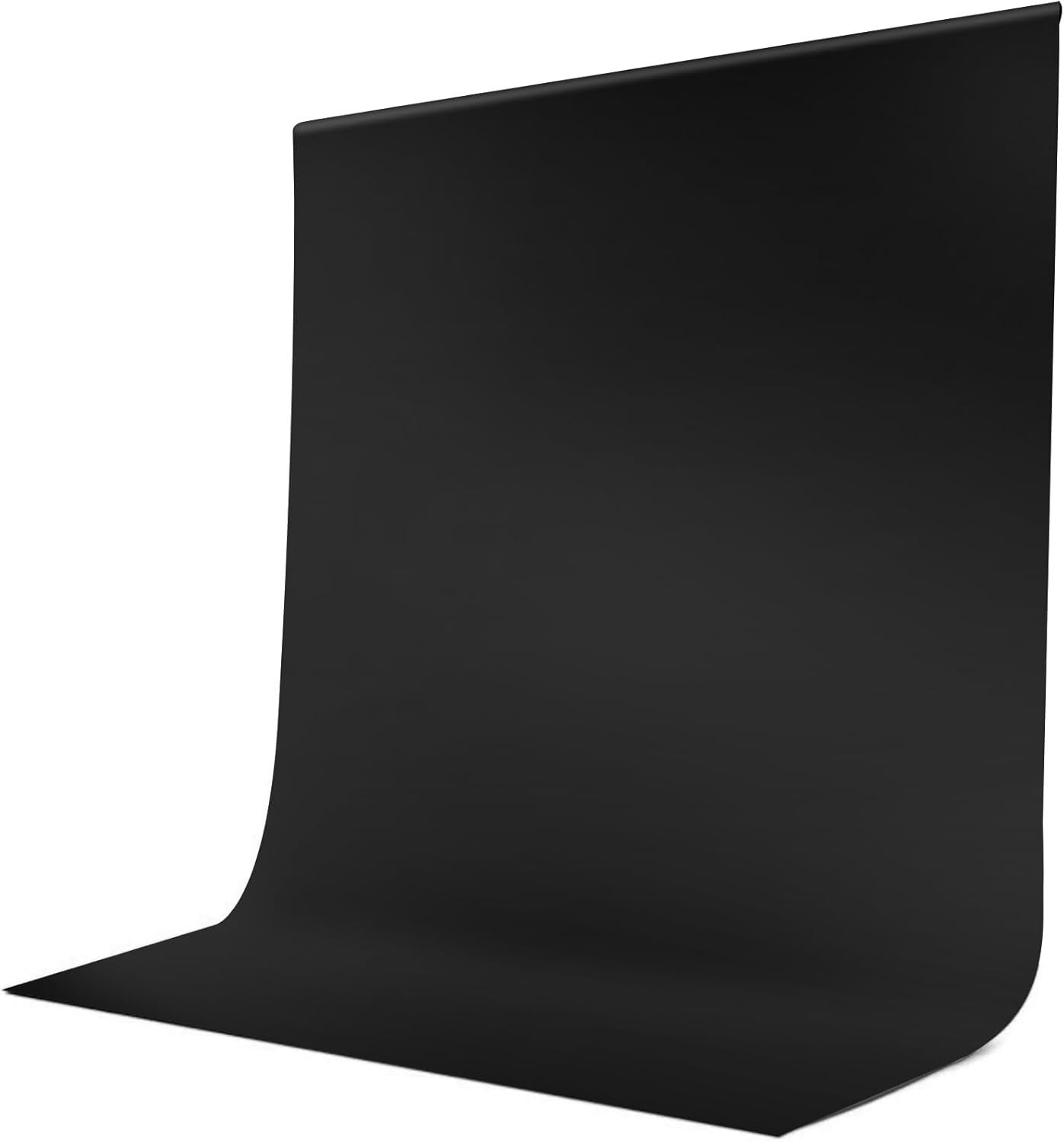 JEBUTU Fotohintergrund Schwarz 1,8x2,8 m (6x9ft) – waschbarer Polyester-Backdrop für Foto, Video & Zoom