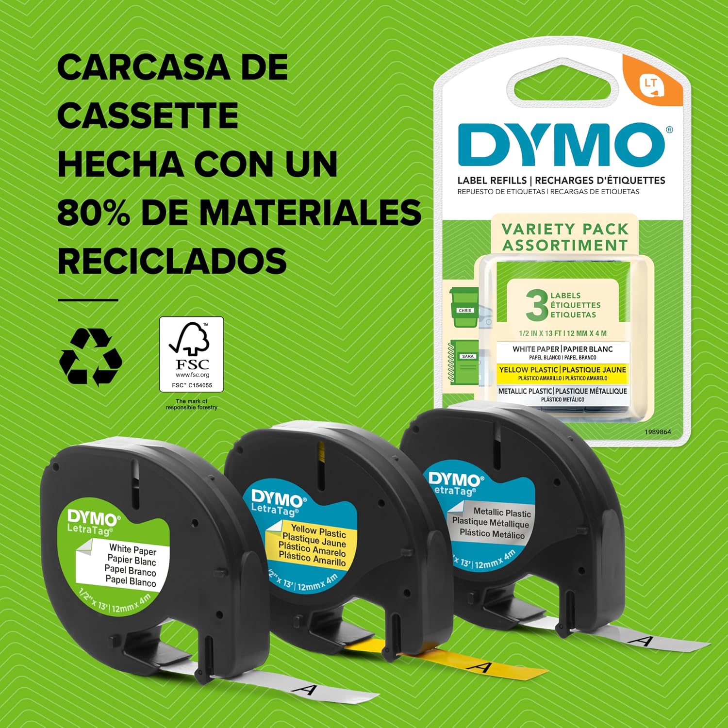 Thumbnail 5 de DYMO LT plástico 12 mm x 4 m, negro/amarillo 🎫