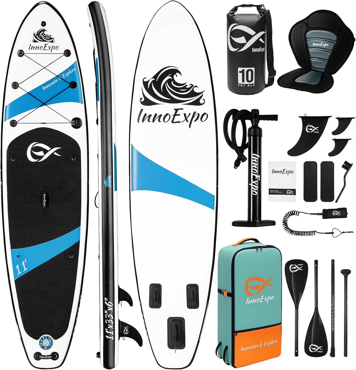 Detalle de InnoExpo Inflatable Stand Up Paddle Board with Premium Accessories