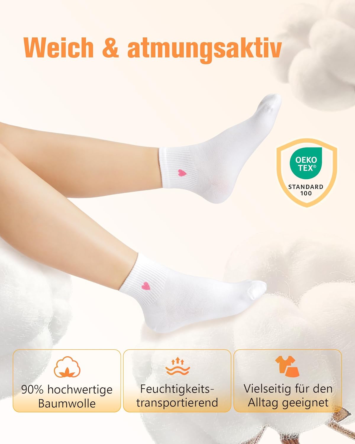 Thumbnail 1 de inaWarm Sneaker Socken Damen – Baumwolle Quarter Socken im 5er Geschenkset