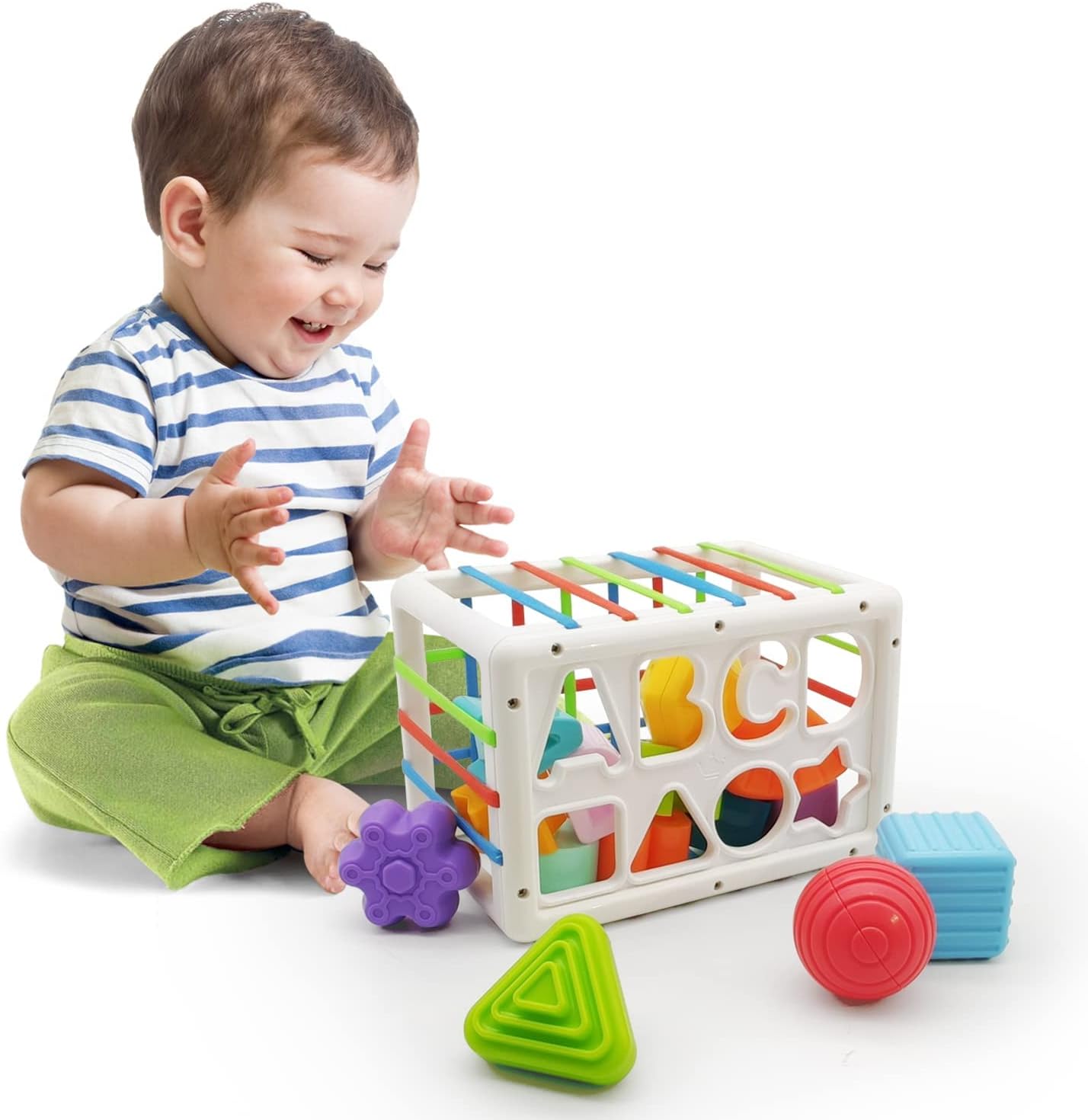 Detalle 2 de DQMOON Montessori shape sorter cube toy for 1–2 year olds