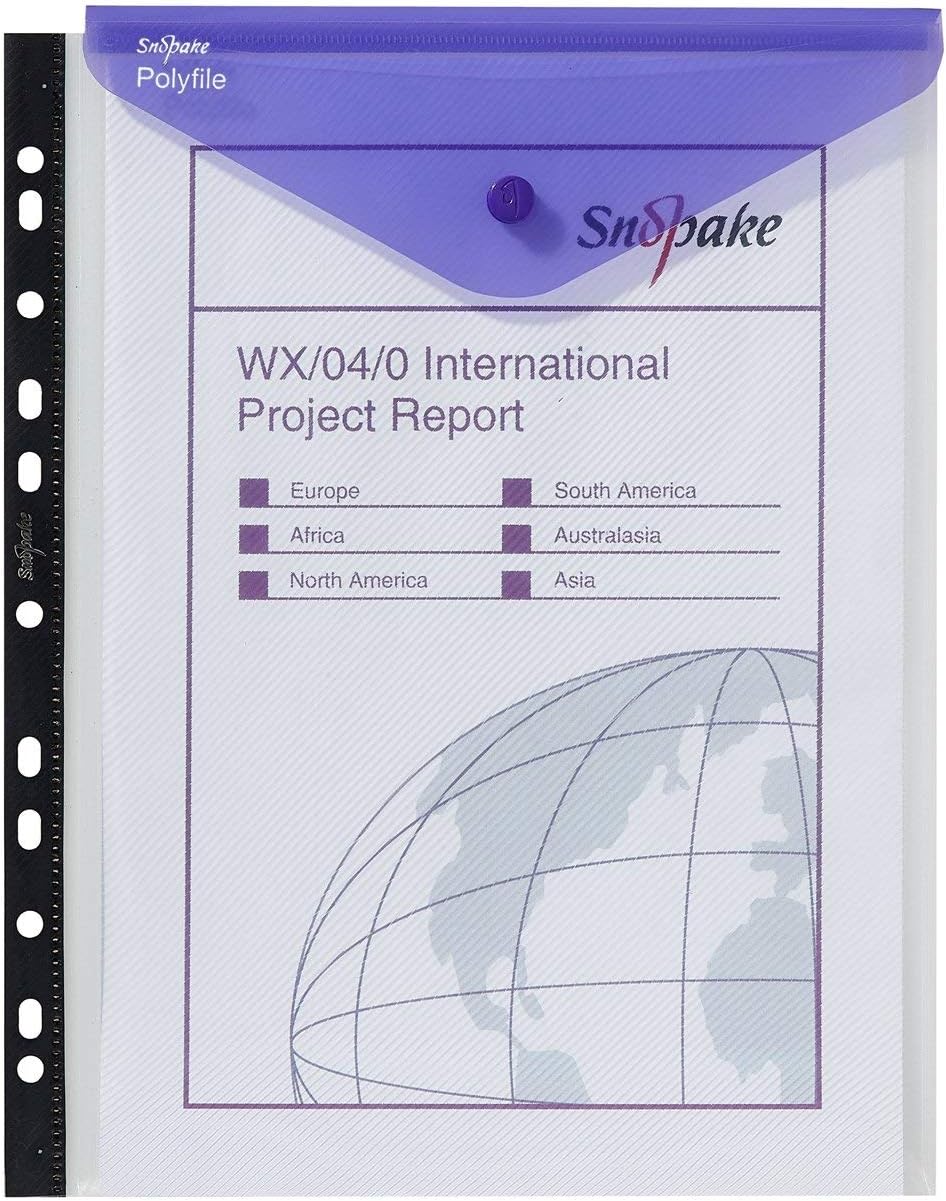 Detalle de Snopake A4 High Capacity Polyfile RingBinder Popper Wallet – Clear with Electra Flap, Pack of 5 (Ref: 15695)