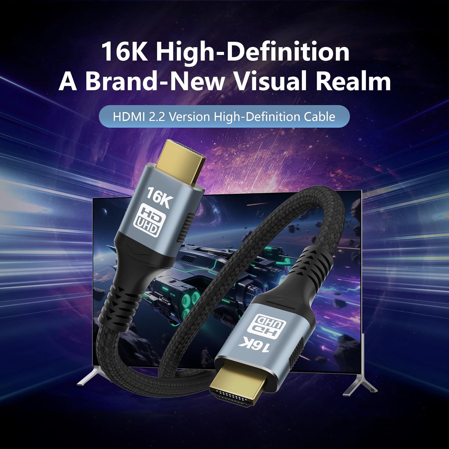 Thumbnail 5 de CAKOBLE HDMI 2.2 Kabel (1 m) 96 Gbit/s – Ultra High Speed für 4K/120 Hz, 8K, 16K, eARC, HDR10+ und Dolby Atmos