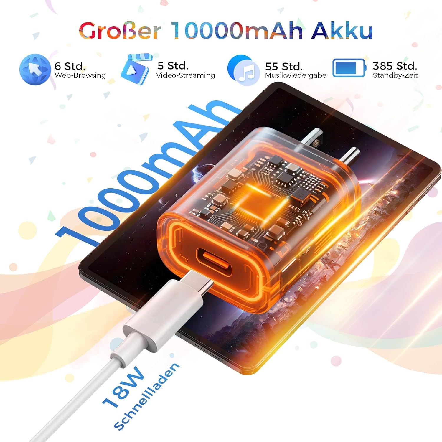 Thumbnail 6 de RebotAi AF13 Tablet 13,4 Zoll mit Android 16 – 32 GB RAM, 256 GB ROM, 1 TB microSD, 10000 mAh