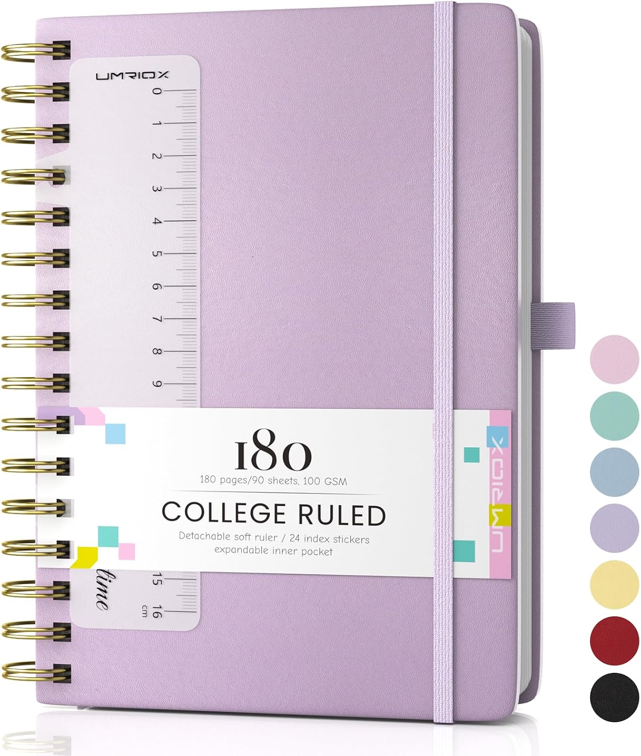 Detalle de Umriox Wirebound Spiral Notebooks (A5) – 180 Pages, 100gsm No Bleed PU Hardcover – Purple