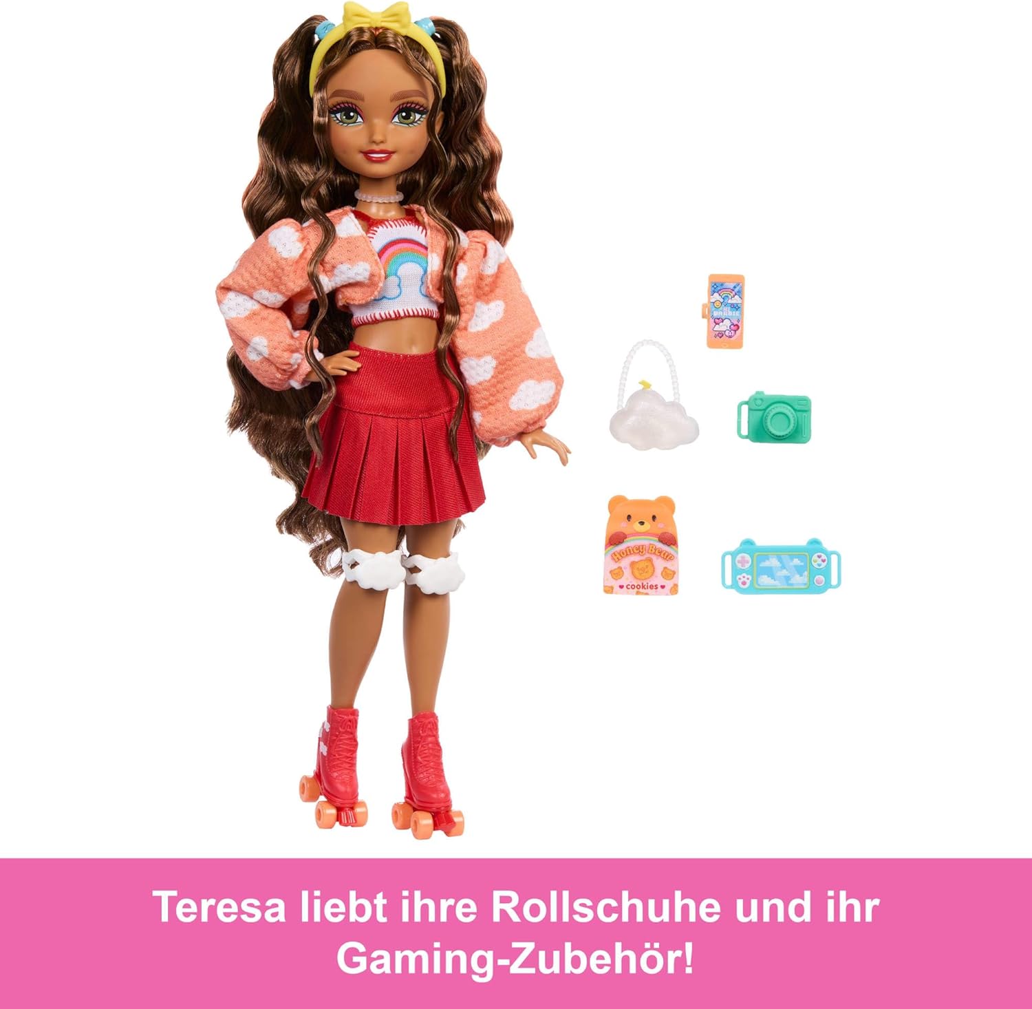 Thumbnail 1 de Barbie Dream Besties Puppe Teresa Rollschuh-Modepuppe mit Accessoires – JFX98